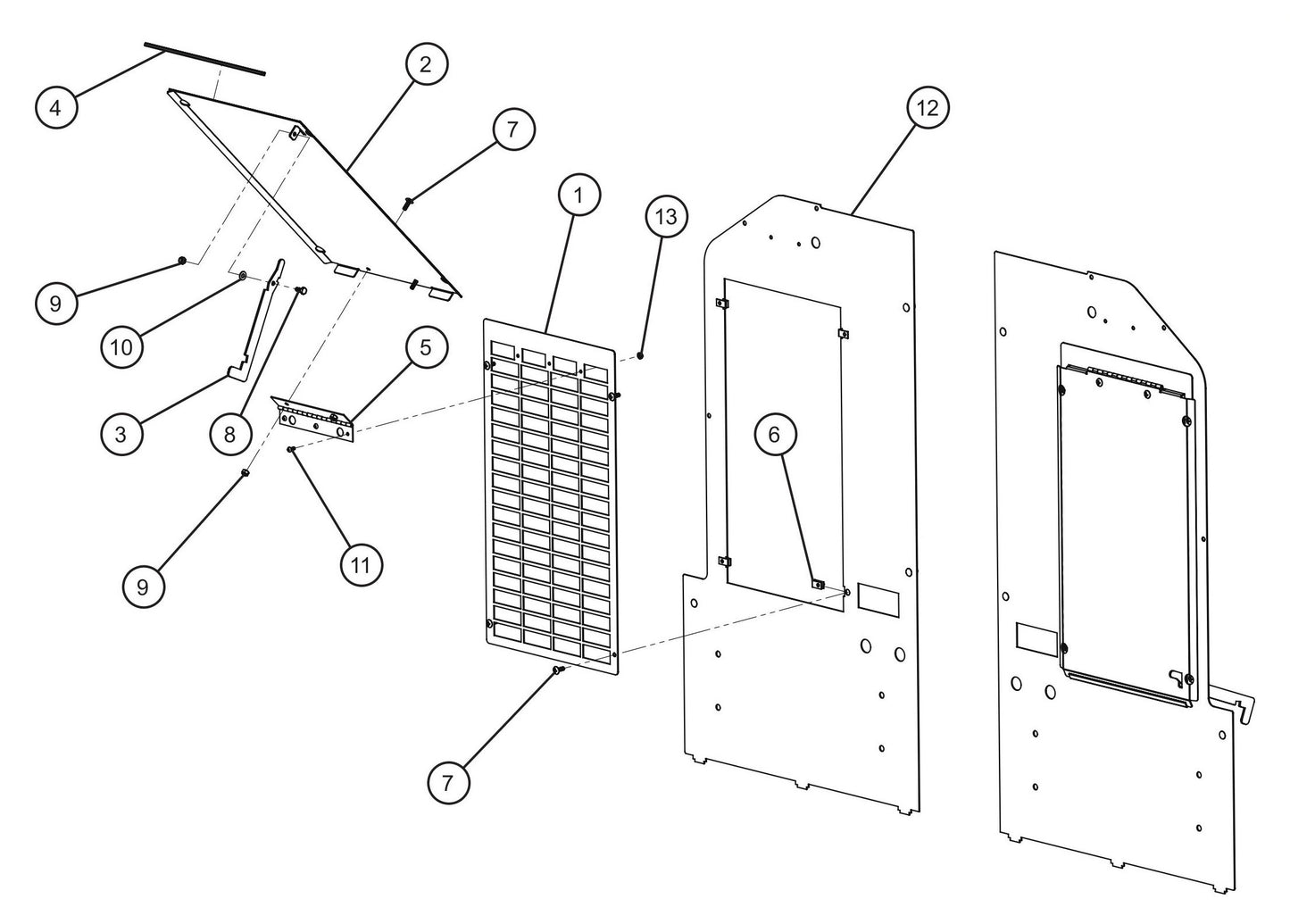 Maxi-Lite (SN 11-001672 to 11-999999) Front Panels with Optional Air Vent Covers Assembly Parts by Allmand