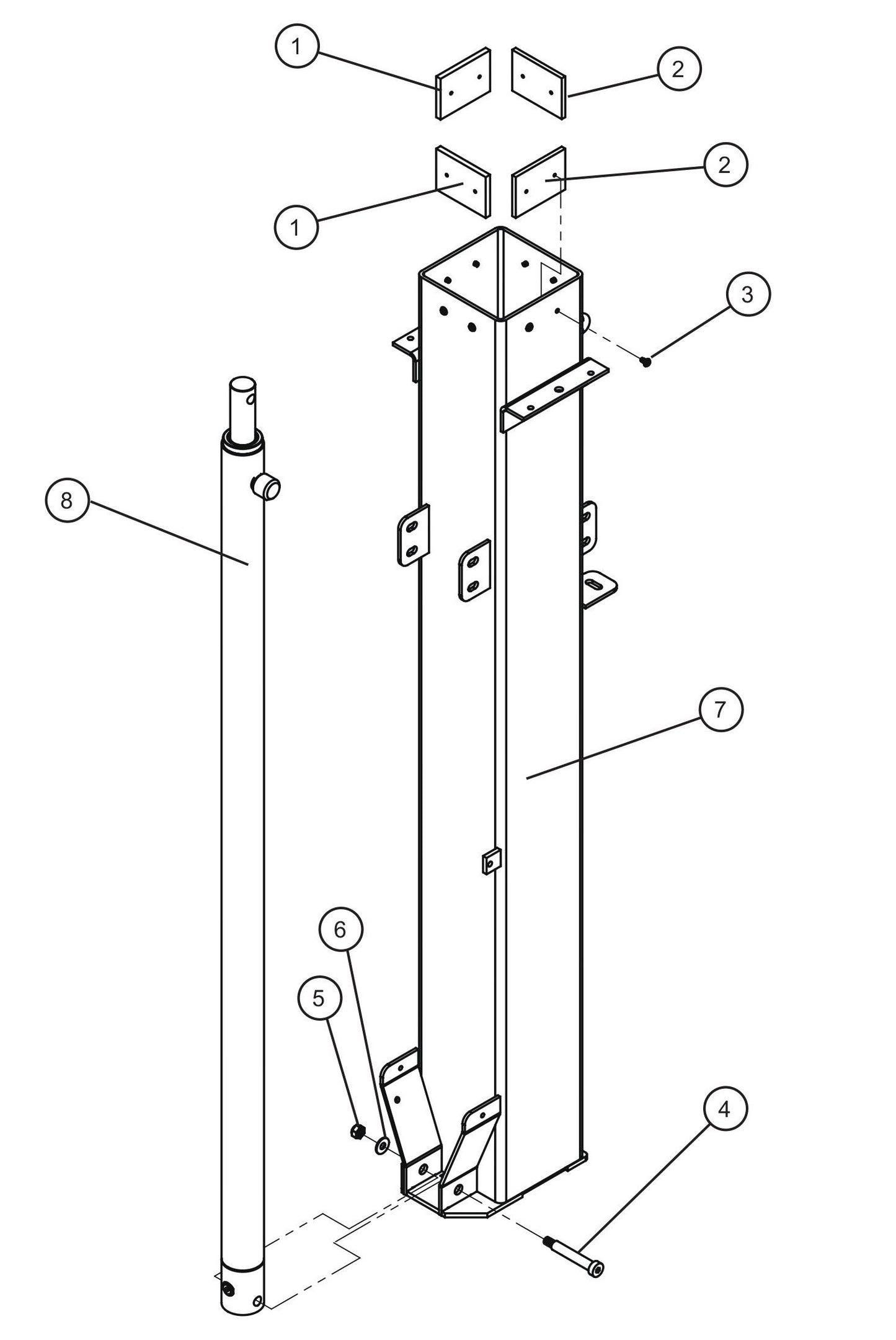 Maxi-Lite (SN 11-001672 to 11-999999) Vertical Tower Section 1 Assembly Parts by Allmand