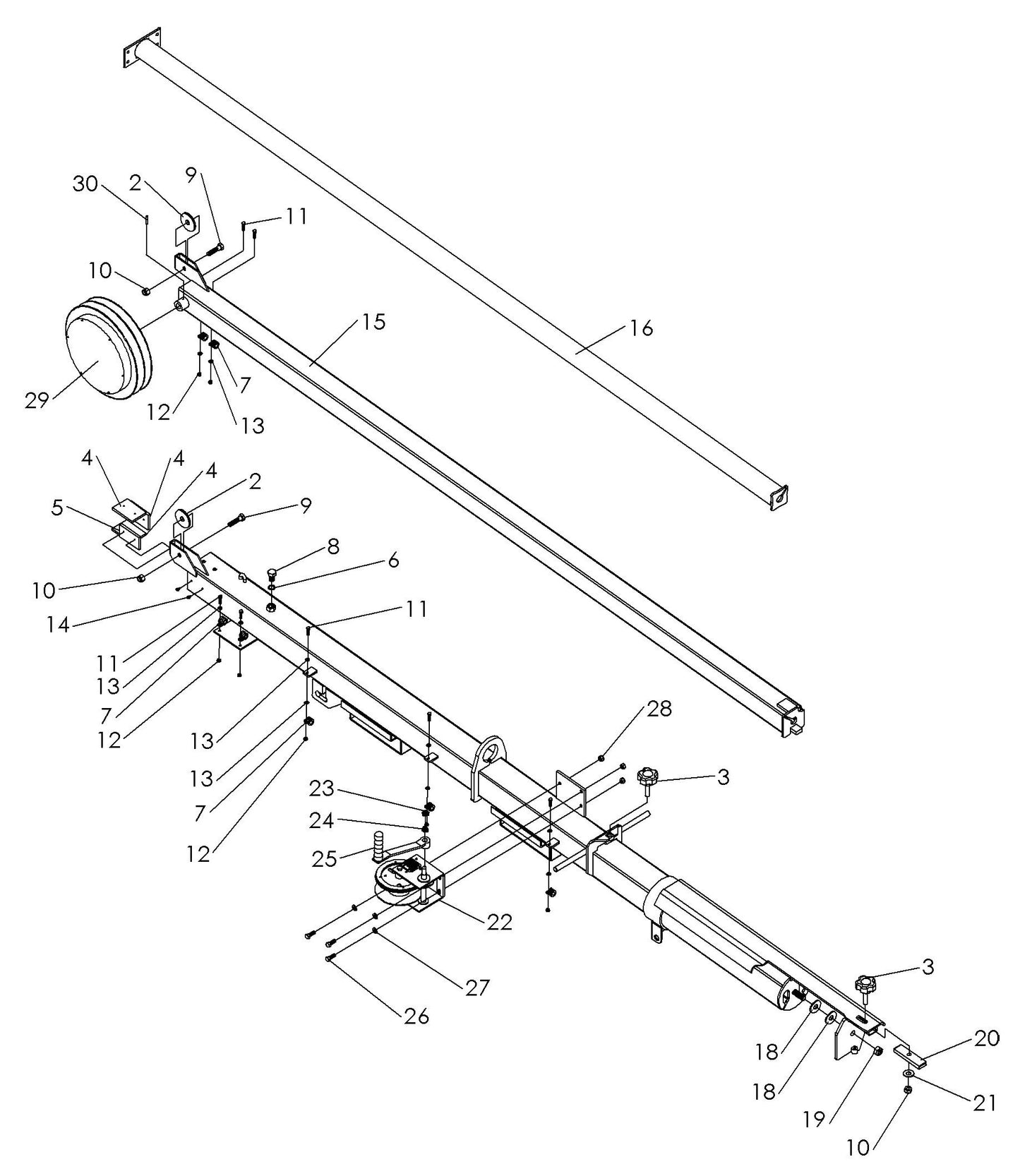 Maxi-Lite 15330 and 20330-Manual Winch Tower Assembly Parts By Allmand