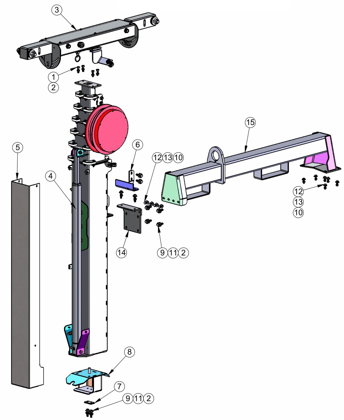 V-Series Maxi-Lite 15-20KW-Tower And Lift Arm Assembly Parts By Allmand