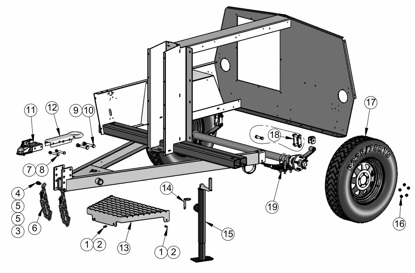 V-Series Maxi-Lite 15-20KW-Axle And Hitch Assembly Parts By Allmand