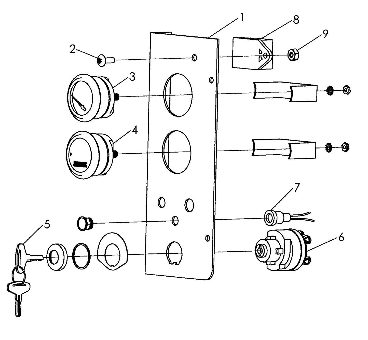 V-Series Maxi-Lite 15-20KW-Kubota Engine DC Gauge Panel Assembly Parts By Allmand