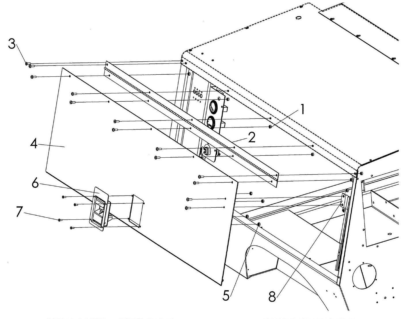 Maxi-Lite 15330 and 20330-Left Door Panel (Slam Latch Model) Assembly Parts By Allmand
