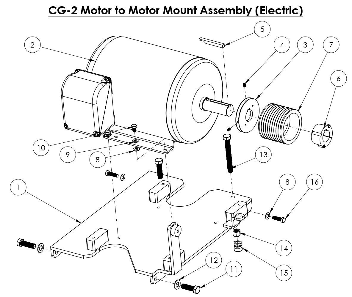 CG-2 (Electric) Mini Groover Motor to Motor Mount Assembly