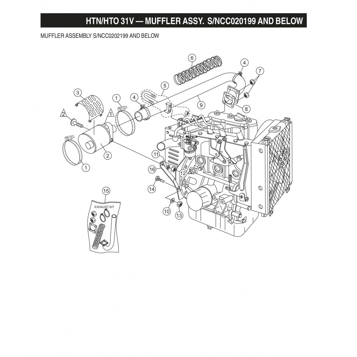 HTN-31VTCSL5 HTO-31VTCSL5 Muffler Assembly S/NCC020199 and Below
