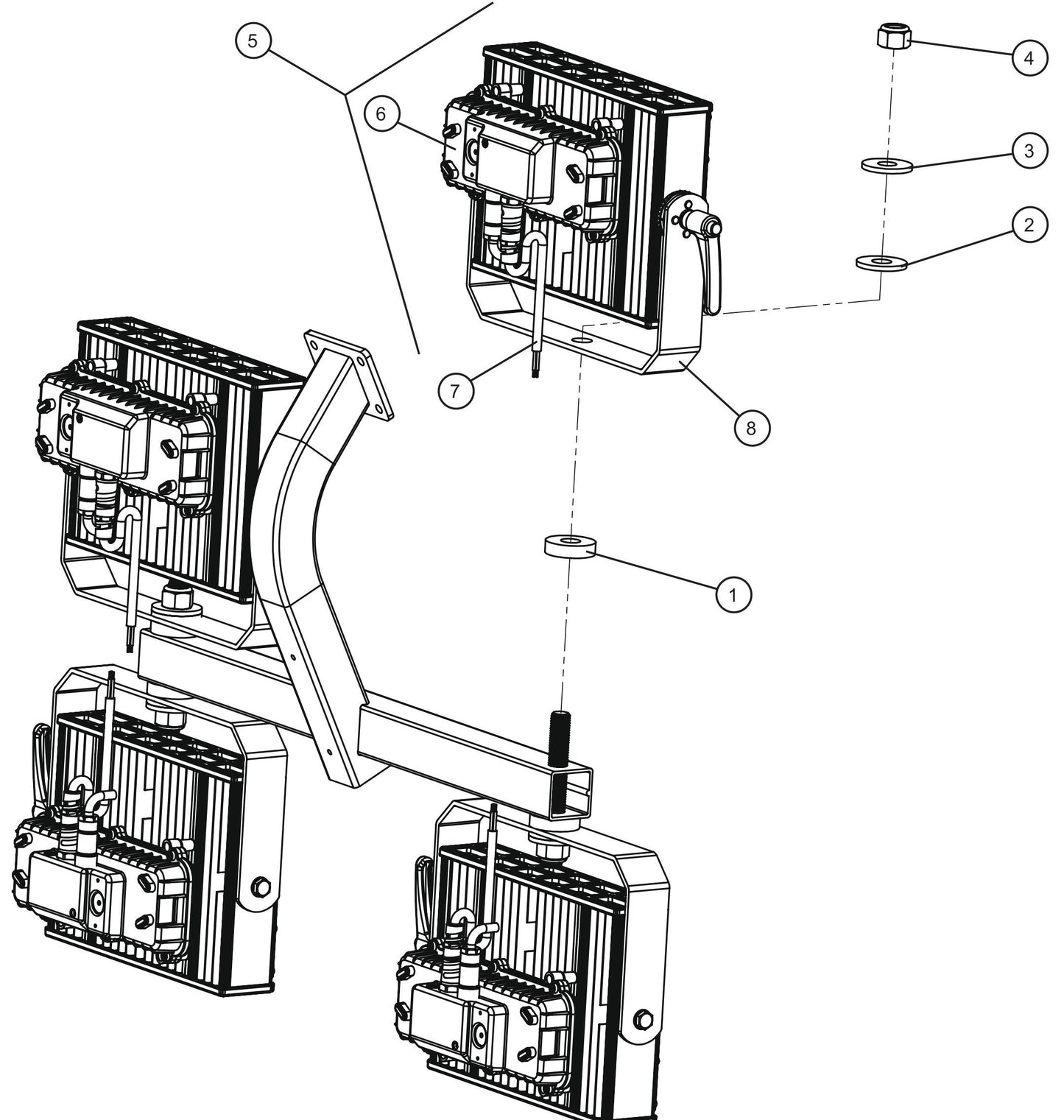 GR Series 6kW Night-Lite - 250W LED Lighting Assembly Parts By Allmand