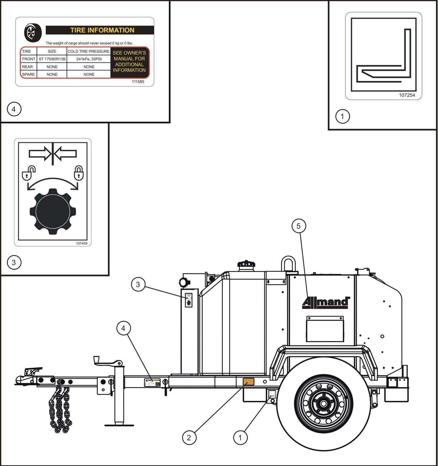 GR Series 6kW Night-Lite - Left Side Decals Assembly Parts By Allmand