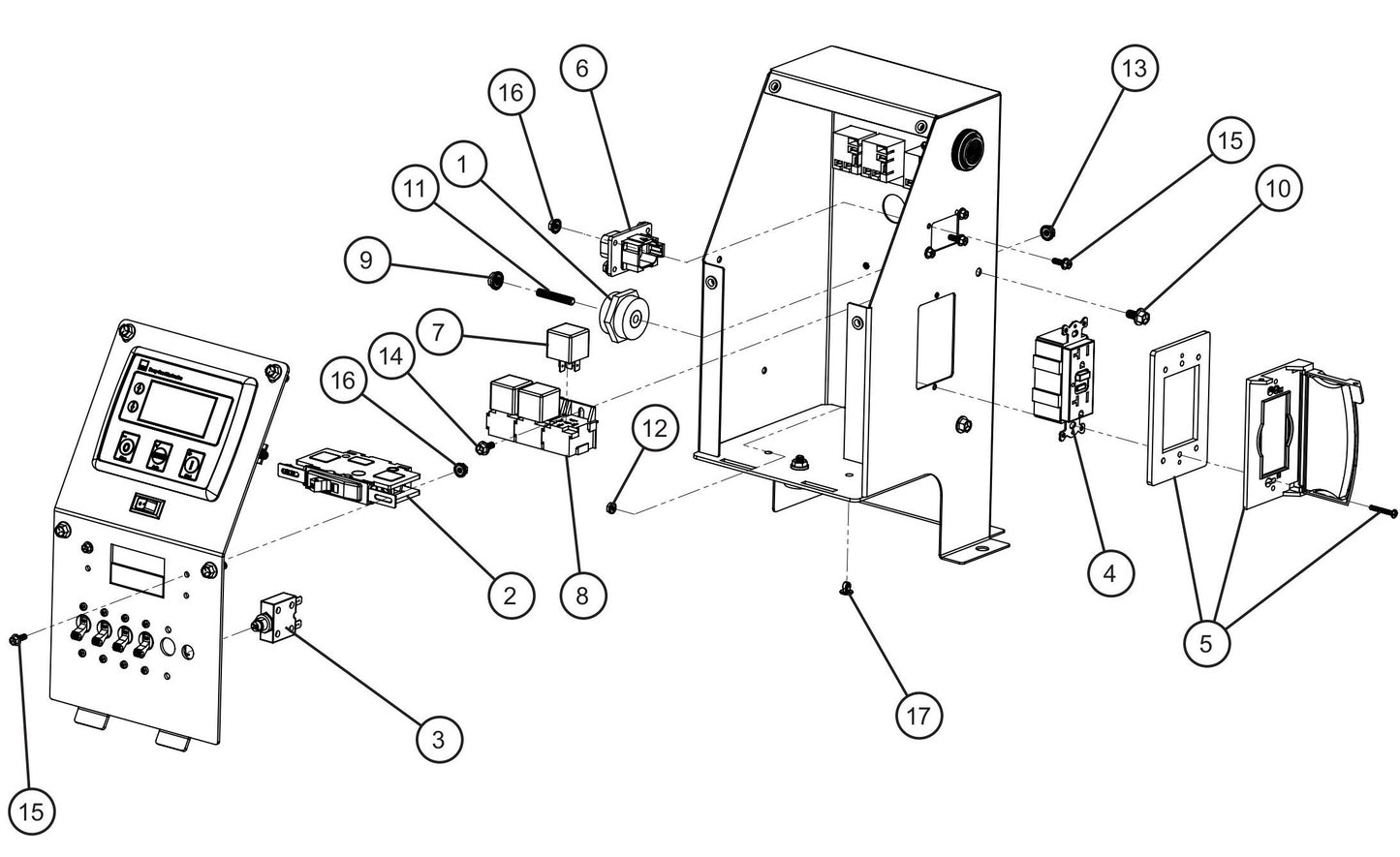 GR Series Night-Lite Air Cooled - Control Box (60Hz) Main Breaker and GFCI Group Assembly Parts By Allmand