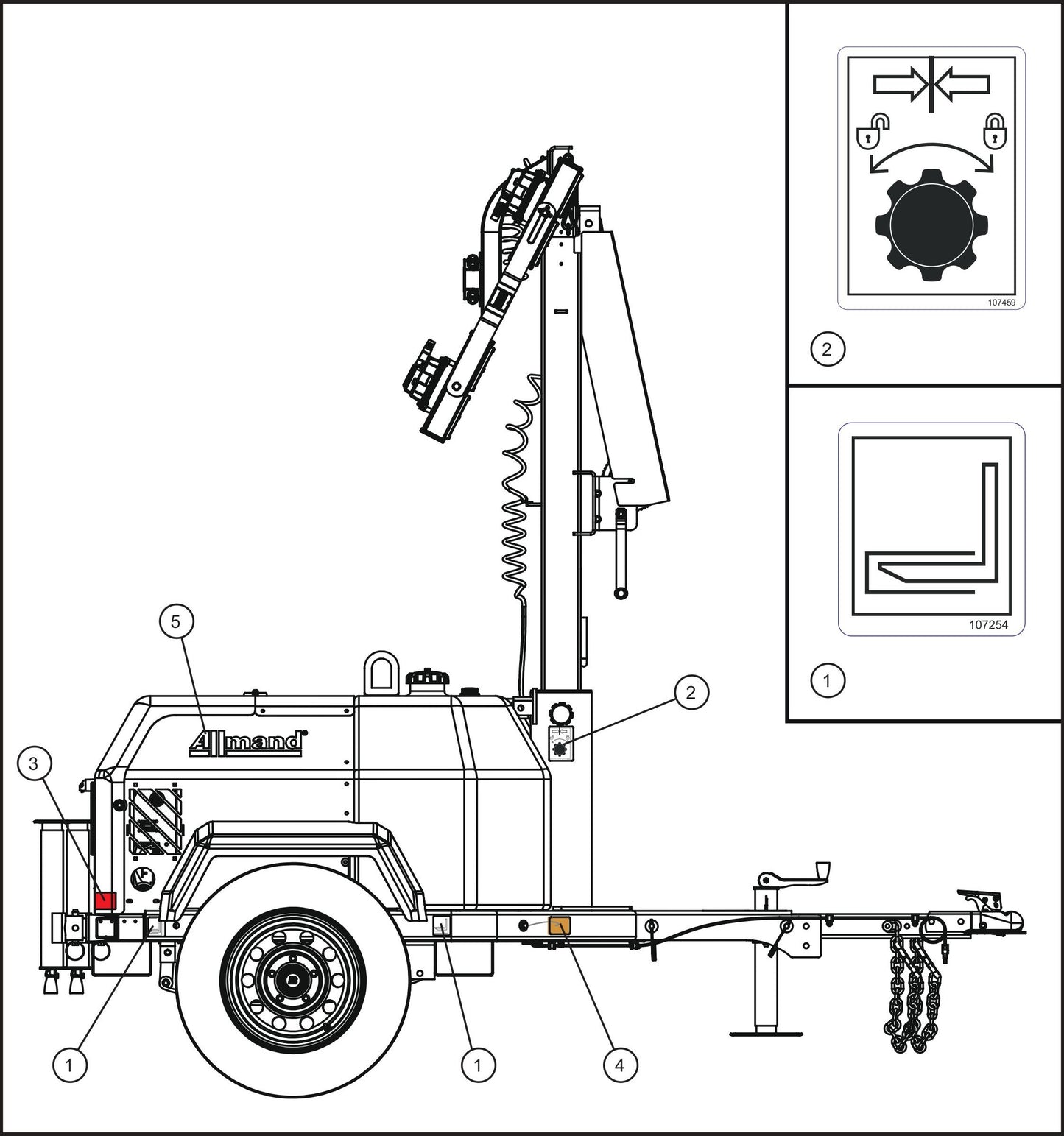 GR Series Night-Lite Air Cooled - Right Side Decals Assembly Parts By Allmand