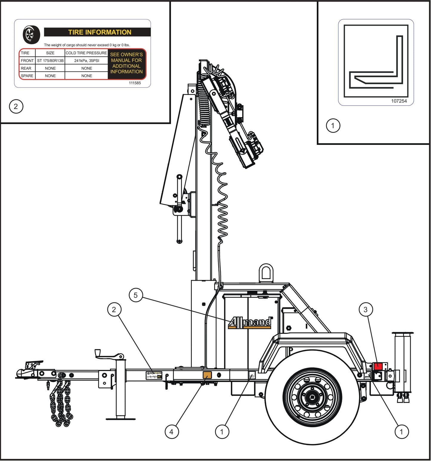 GR Series Night-Lite Chain - Left Side Decals Assembly Parts By Allmand