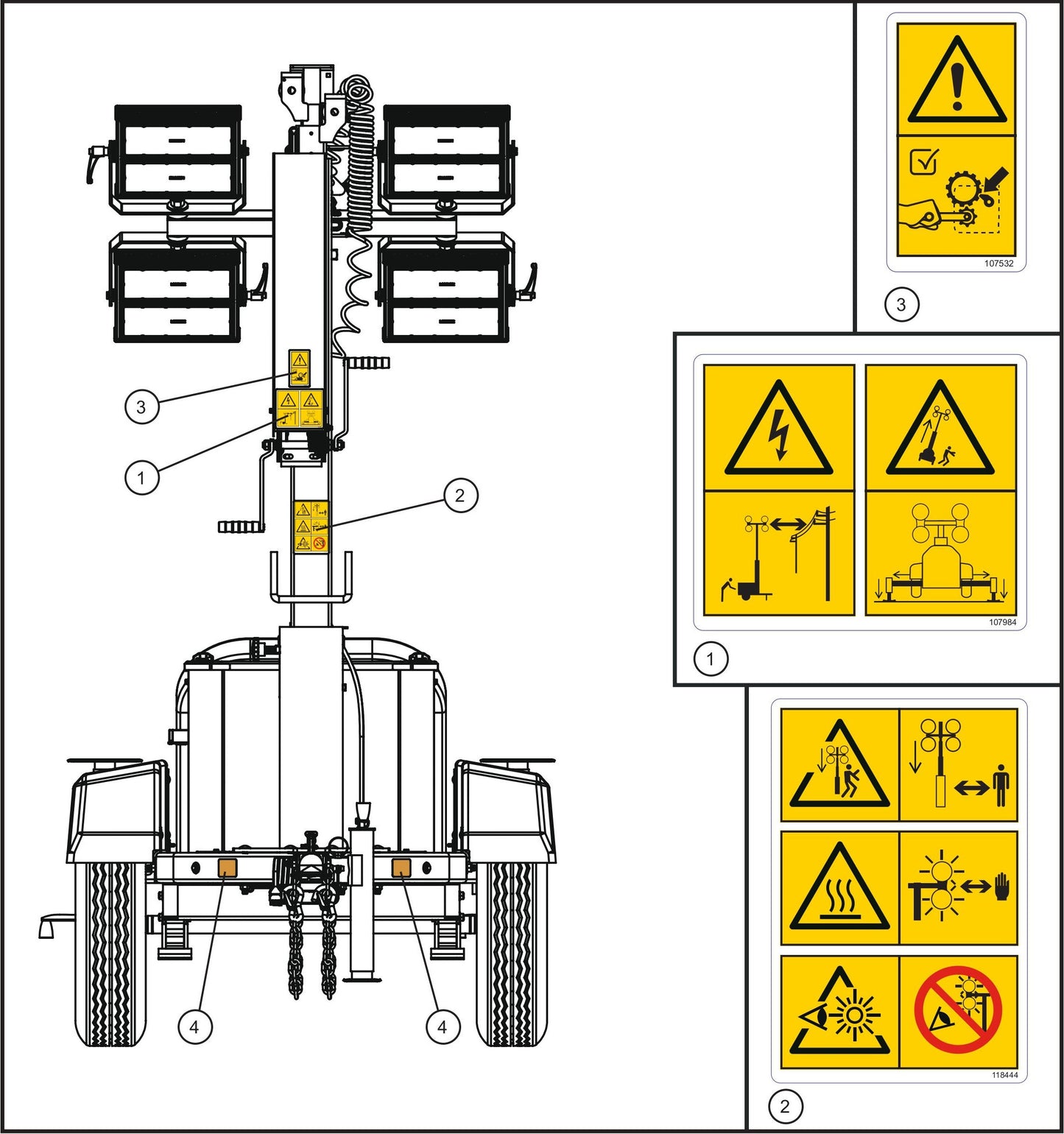 GR Series Night-Lite Chain - Front Side International Wordless Decals Assembly Parts By Allmand