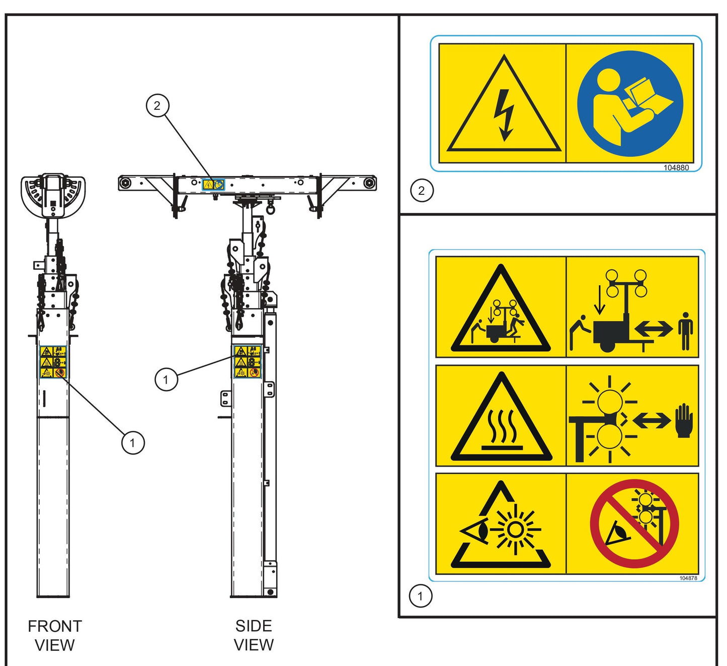 CE V-Series Night Lite Pro II NL Pro II CE Spec Vertical Tower Decals Parts By Allmand