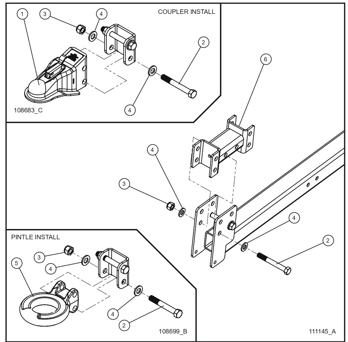 V Series Night-Lite Pro II New Style Tube-Mount Tongue Coupler Options Parts By Allmand