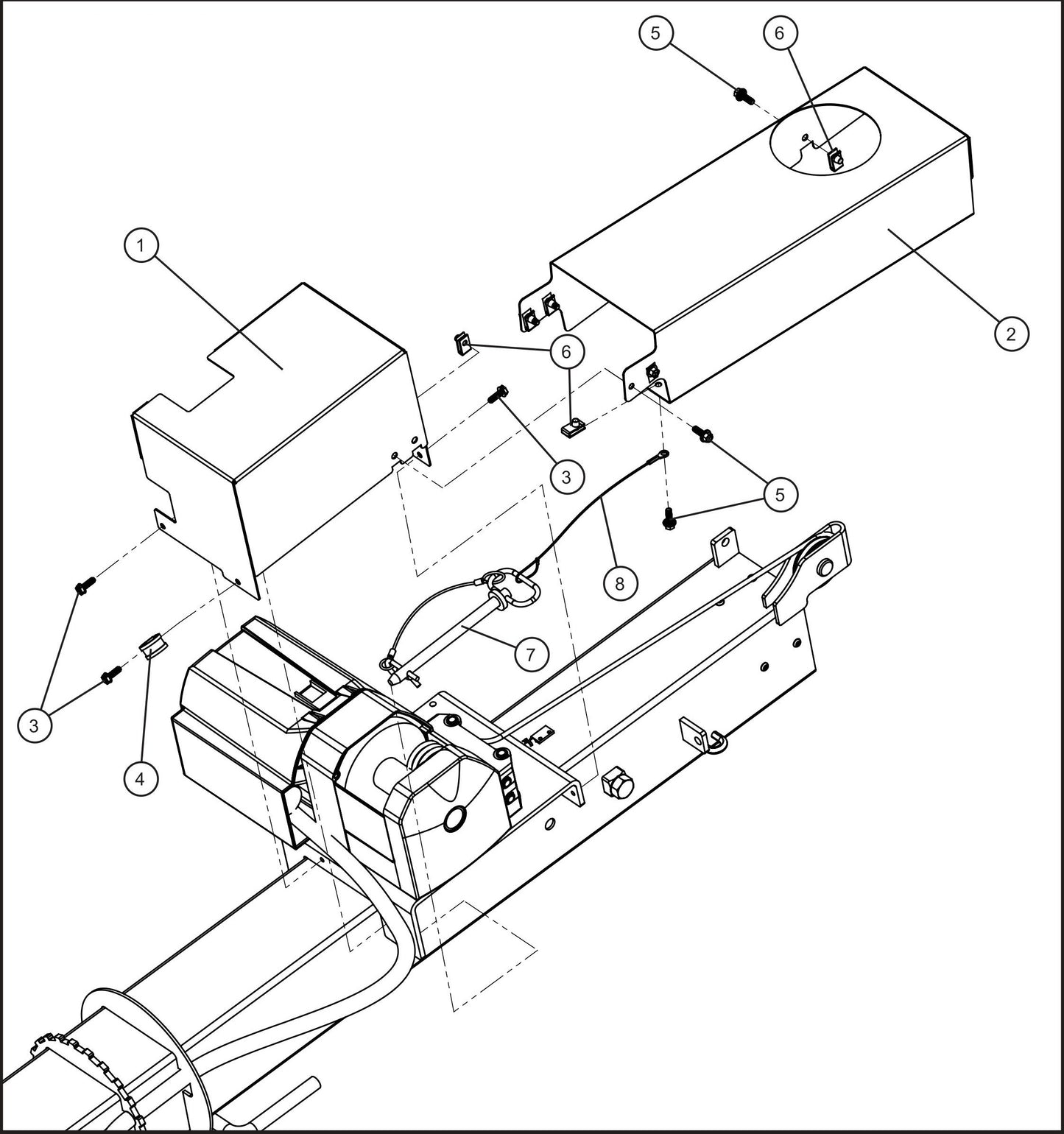 Night-Lite E-Series Manual Winch C1000 Electric Winch Vertical Tower Section 1 (2 of 2) Assembly Parts By Allmand