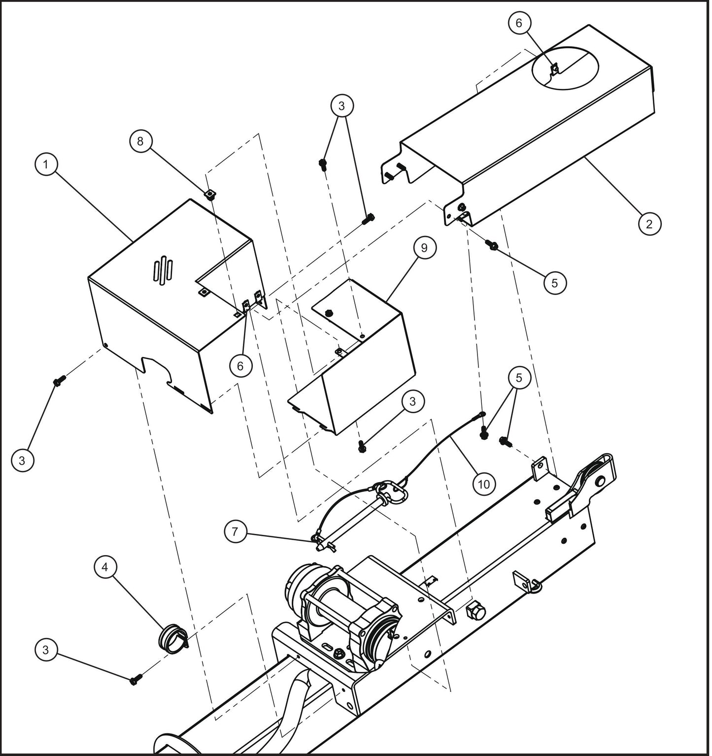 Night-Lite E-Series Manual Winch SH 1000 Electric Winch Vertical Tower Section 1 (2 of 2) Assembly Parts By Allmand