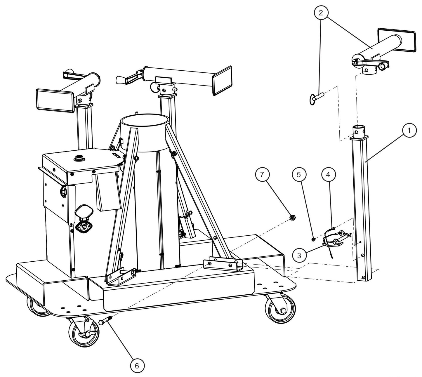 Night-Lite E-Series Manual Winch Outriggers Assembly Parts By Allmand