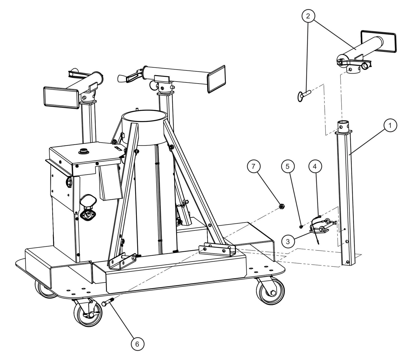 Night-Lite E-Series Electric Winch Outriggers Assembly Parts for Portable Lights Parts by Allmand