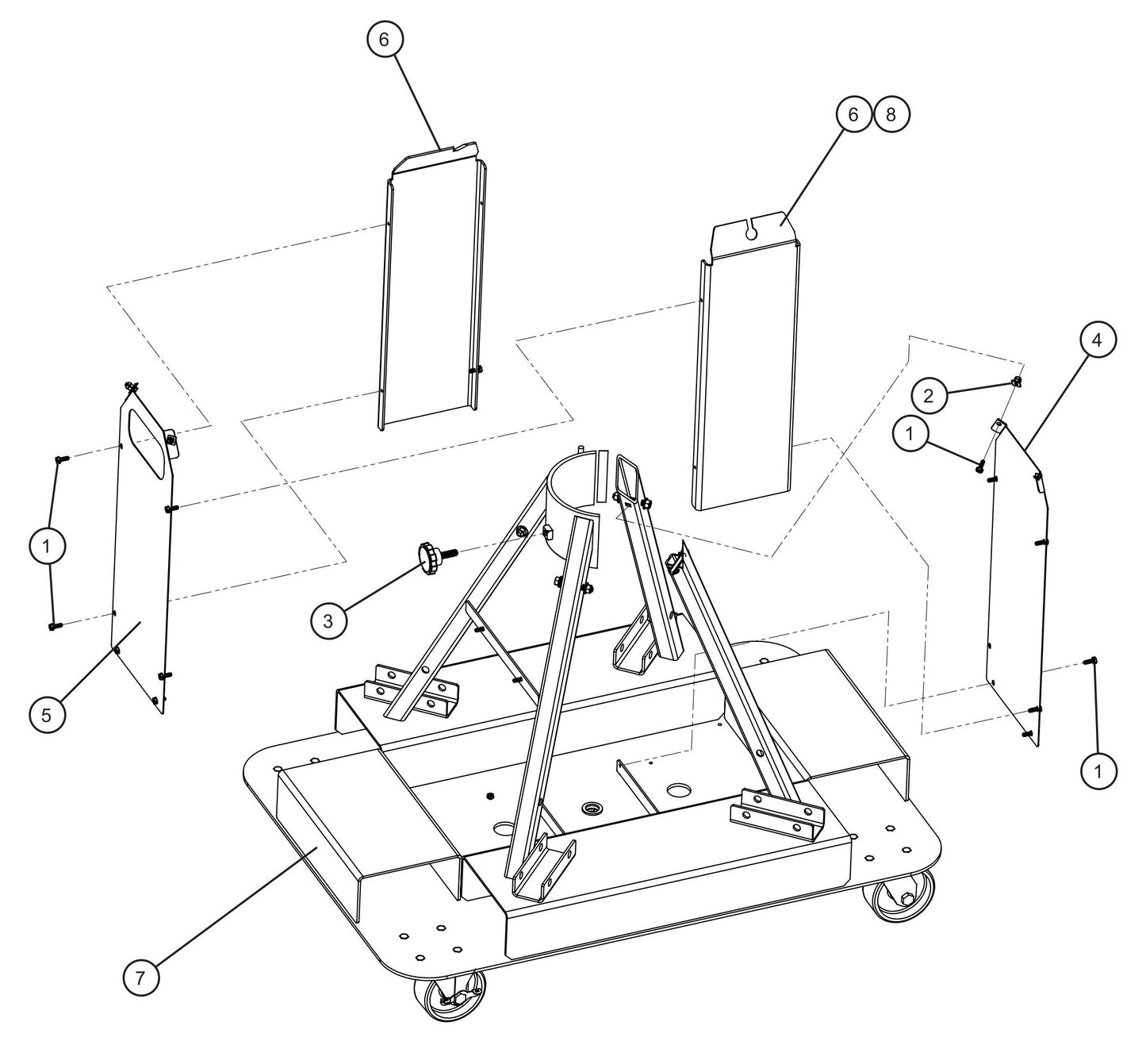 Night-Lite E-Series Electric Winch Tower Base Pedestal and Covers Assembly Parts for Portable Lights Parts by Allmand
