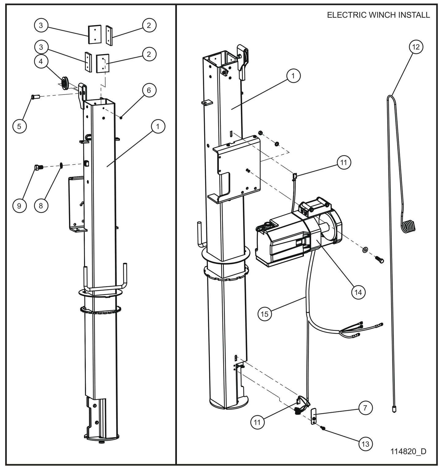 Night-Lite E-Series Electric Winch C1000 Electric Winch Vertical Tower Section 1 (1 of 2) Assembly Parts for Portable Lights Parts by Allmand