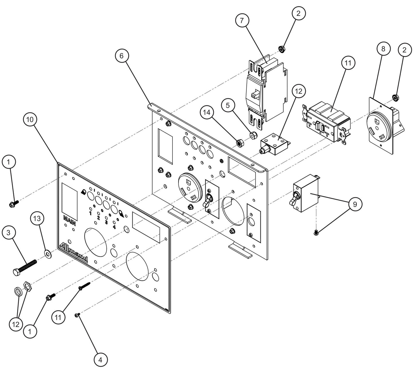 LD Series Night-Lite Pro II 2-30AMP RV 1-GFCI Outlet Package-I Assembly Parts By Allmand
