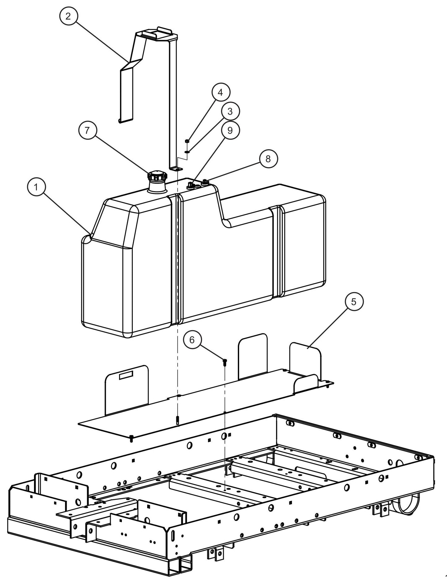 LD Series Night-Lite Pro II Fuel Tank Non-FCS Install Group Assembly Parts By Allmand