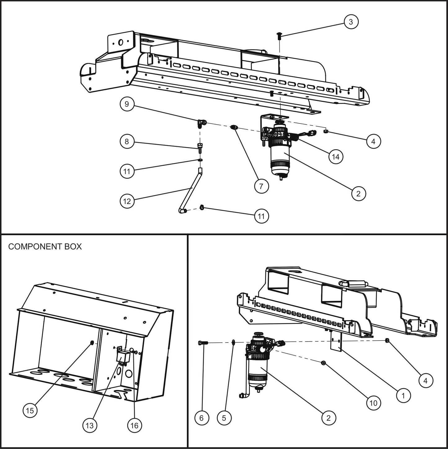LD Series Night-Lite Pro II Heated Fuel Water Separator Assembly Parts By Allmand