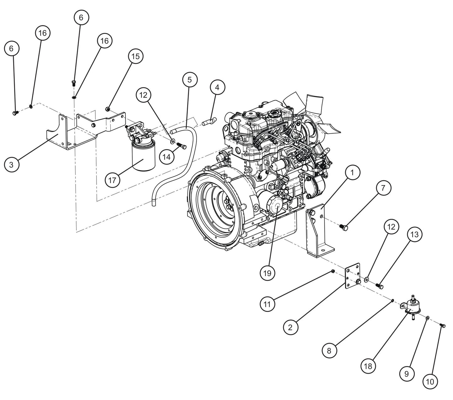 LD Series Night-Lite Pro II CAT/Perkins 1.1 Engine Group (3 of 7) Assembly Parts By Allmand