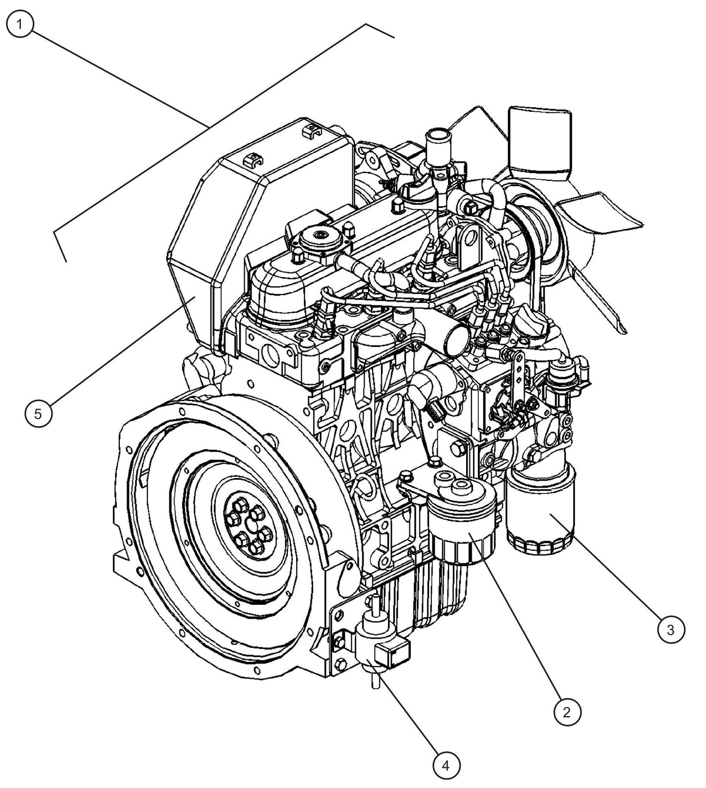 LD Series Night-Lite Pro II Kubota D1005/1105 Engine And Filters Assembly Parts By Allmand