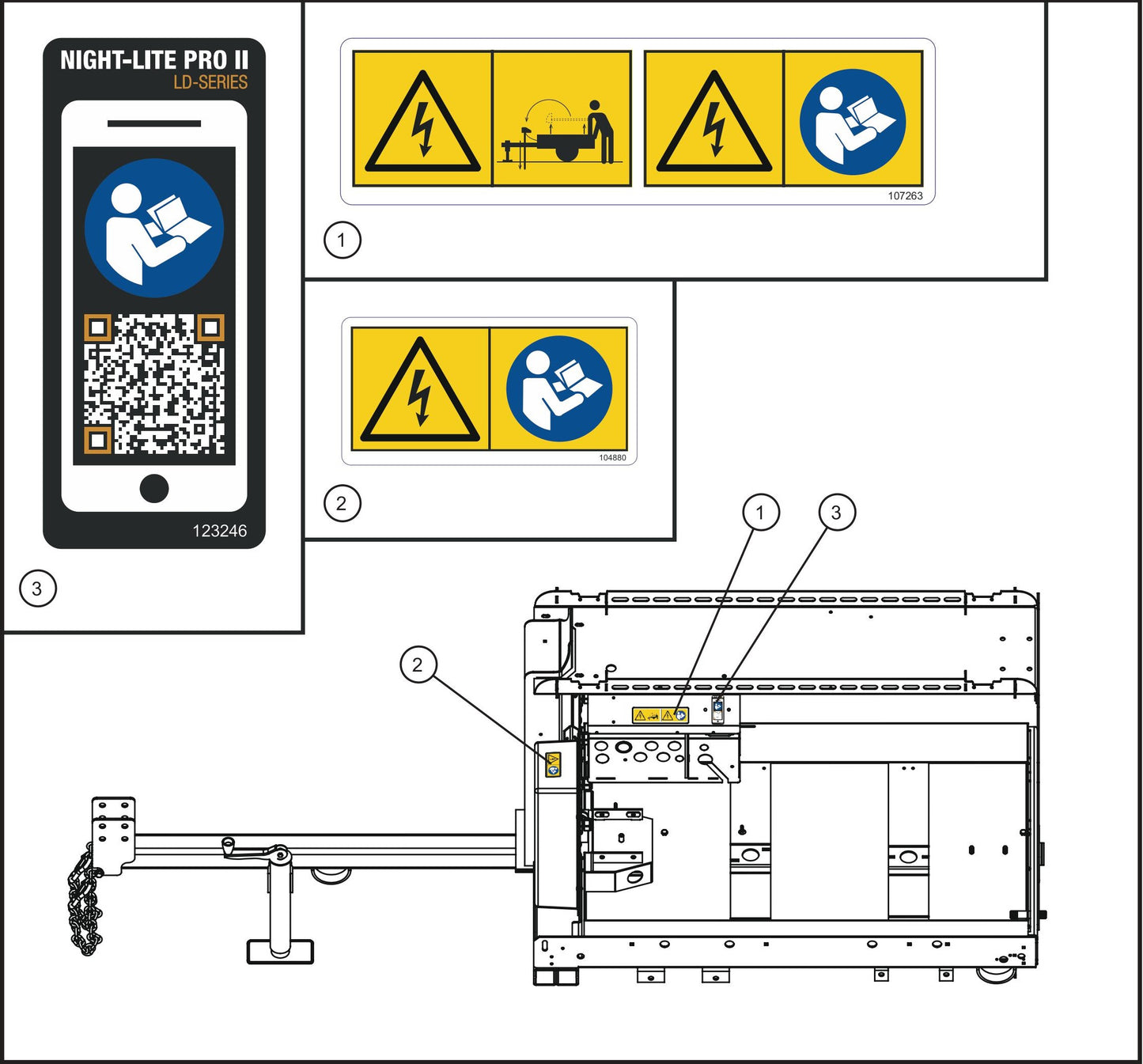 LD Series Night-Lite Pro II Laydown Tower Trailer Interior Wordless Decals Assembly Parts By Allmand