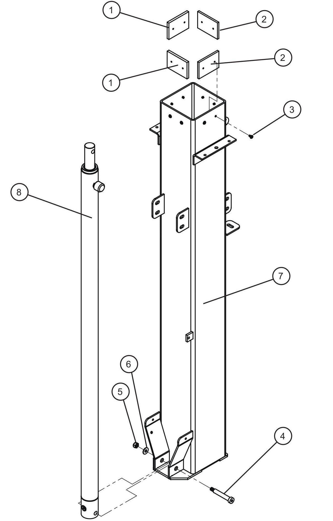 LD Series Night-Lite Pro II Vertical Tower Parts (1 of 5) Assembly Parts By Allmand