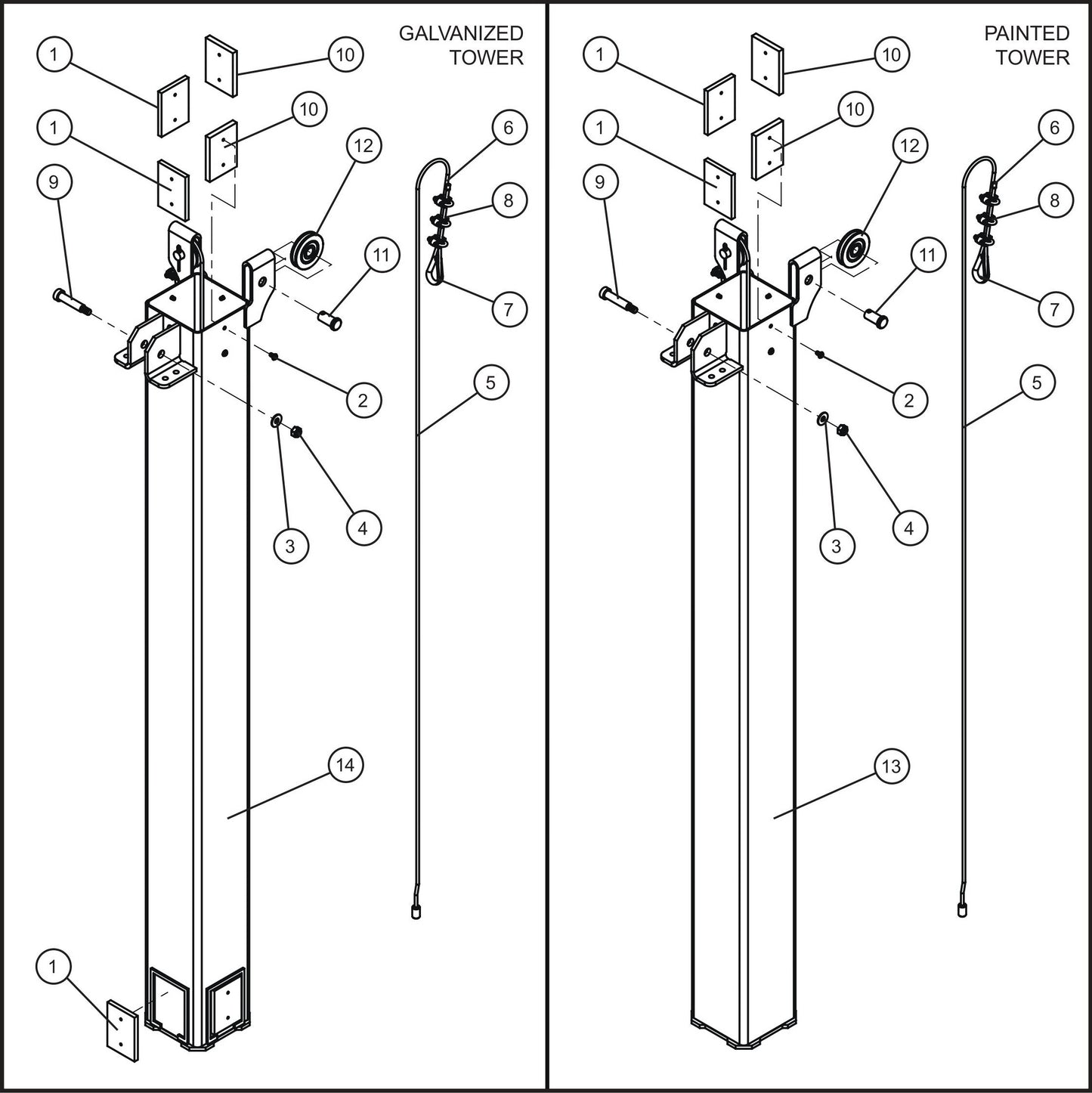 LD Series Night-Lite Pro II Vertical Tower Parts (2 of 5) Assembly Parts By Allmand