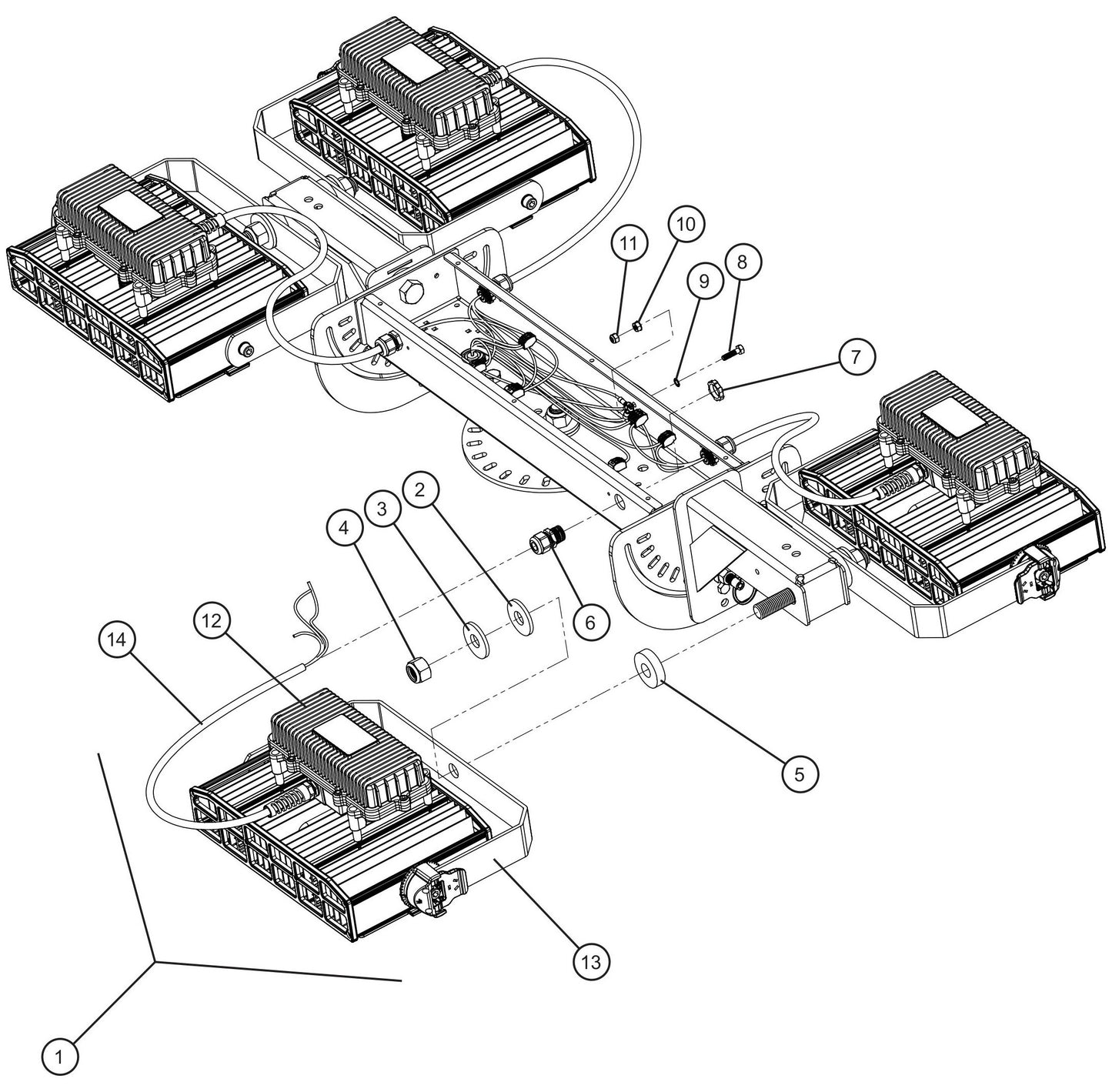 LD Series Night-Lite Pro II SMD LED Lamp Install Group Assembly Parts By Allmand