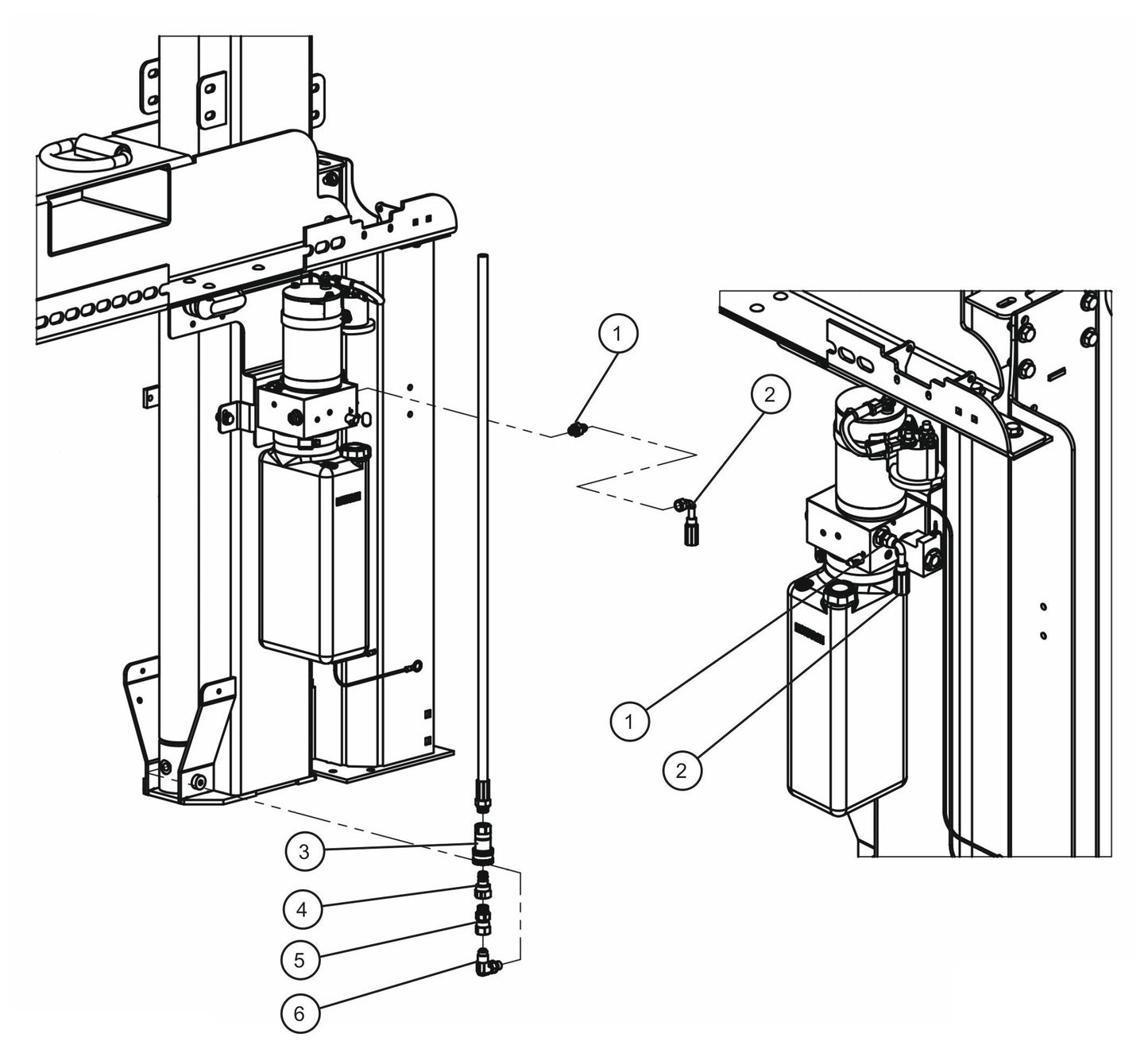Vertical Tower Bottom Port Cylinder Quick Disconnect Assembly Parts for V-Series Night-lite PRO II 50 & 60Hz NIGHT-LITE PRO II® (08-000001 to 08-005618) by Allmand