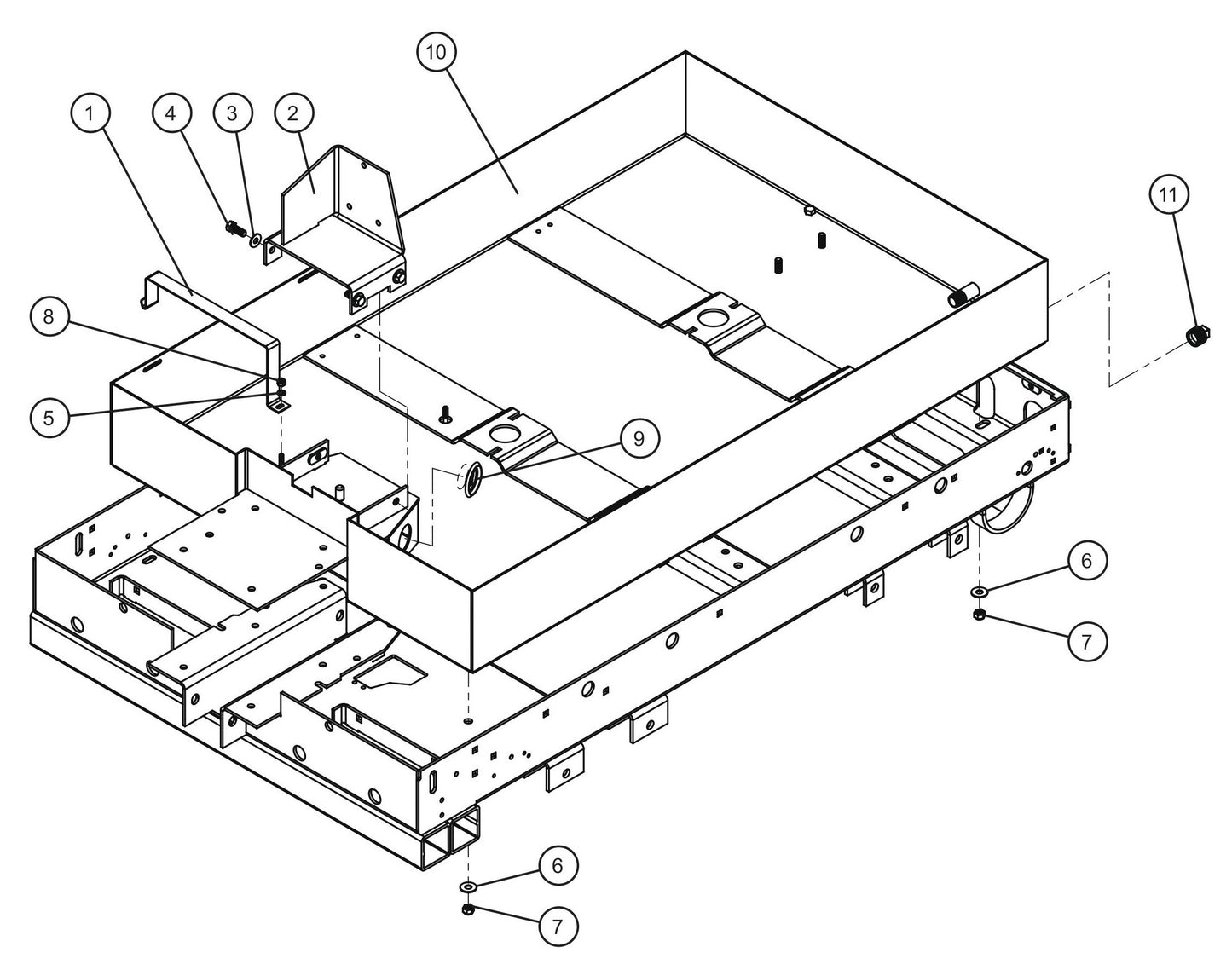 FCS Tray Group Assembly Parts for V-Series Night-lite PRO II 50 & 60Hz NIGHT-LITE PRO II® (08-000001 to 08-005618) by Allmand