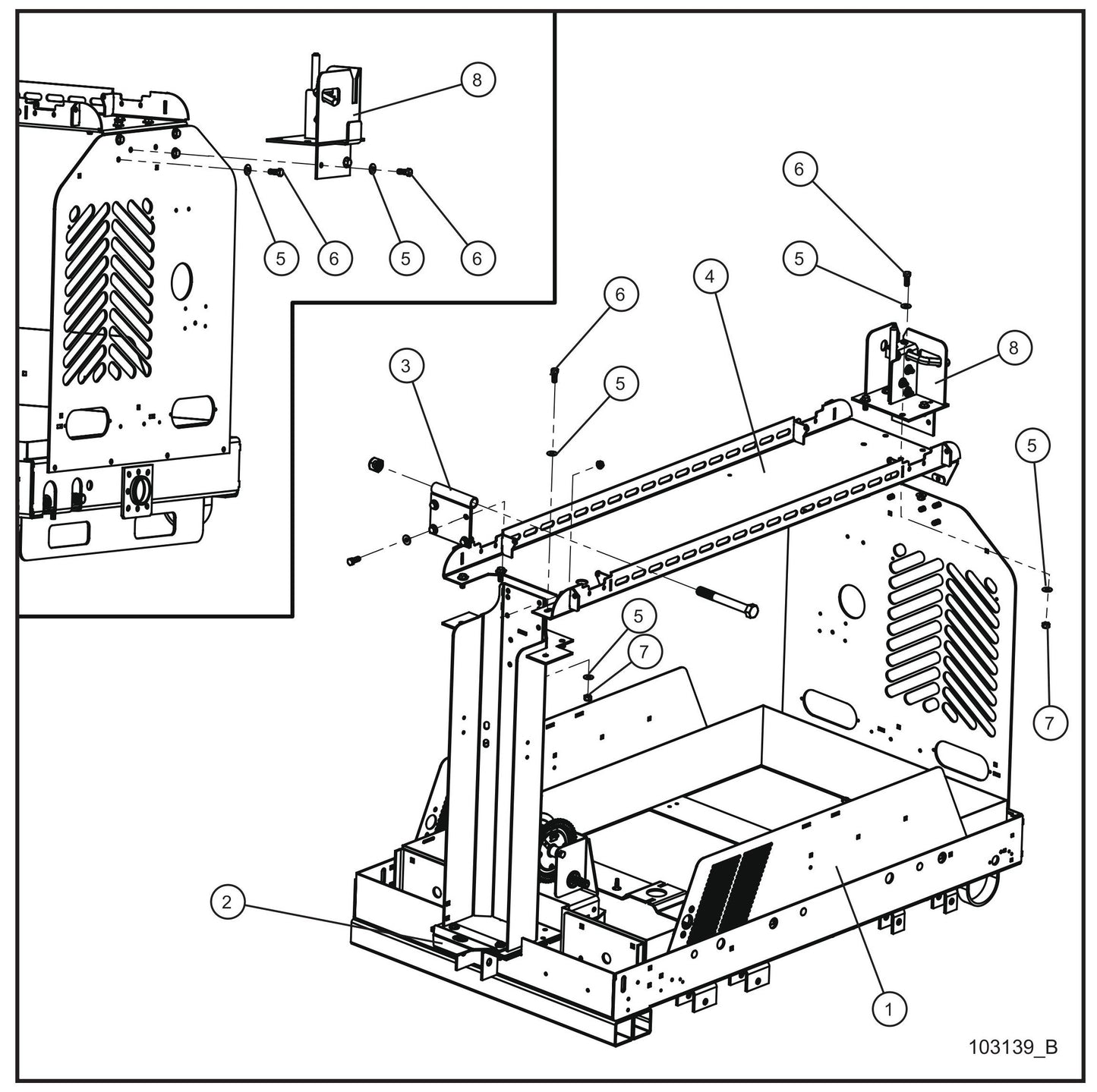 Laydown Tower Trailer Group (1 of 2) Assembly Parts for V-Series Night-lite PRO II 50 & 60Hz NIGHT-LITE PRO II® (08-000001 to 08-005618) by Allmand