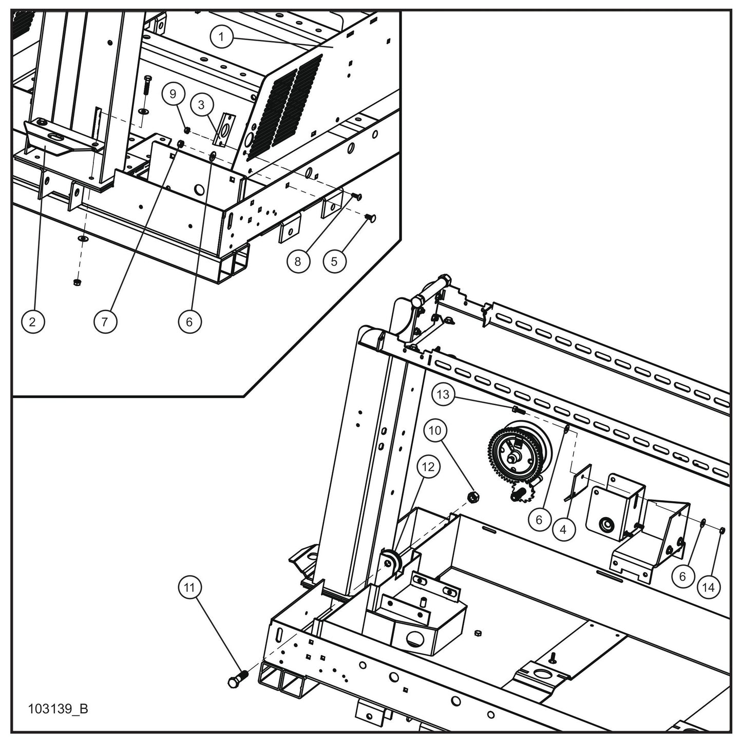 Laydown Tower Trailer Group (2 of 2) Assembly Parts for V-Series Night-lite PRO II 50 & 60Hz NIGHT-LITE PRO II® (08-000001 to 08-005618) by Allmand