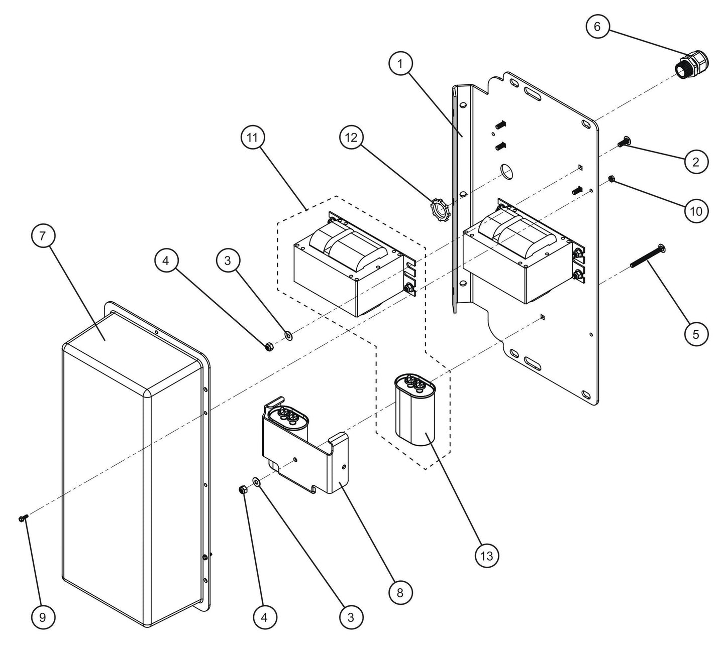 1000W 50Hz 120V Ballast Box Assembly Parts for V Series Night-Lite (Sn 39-000001 to 39-999999) by Allmand