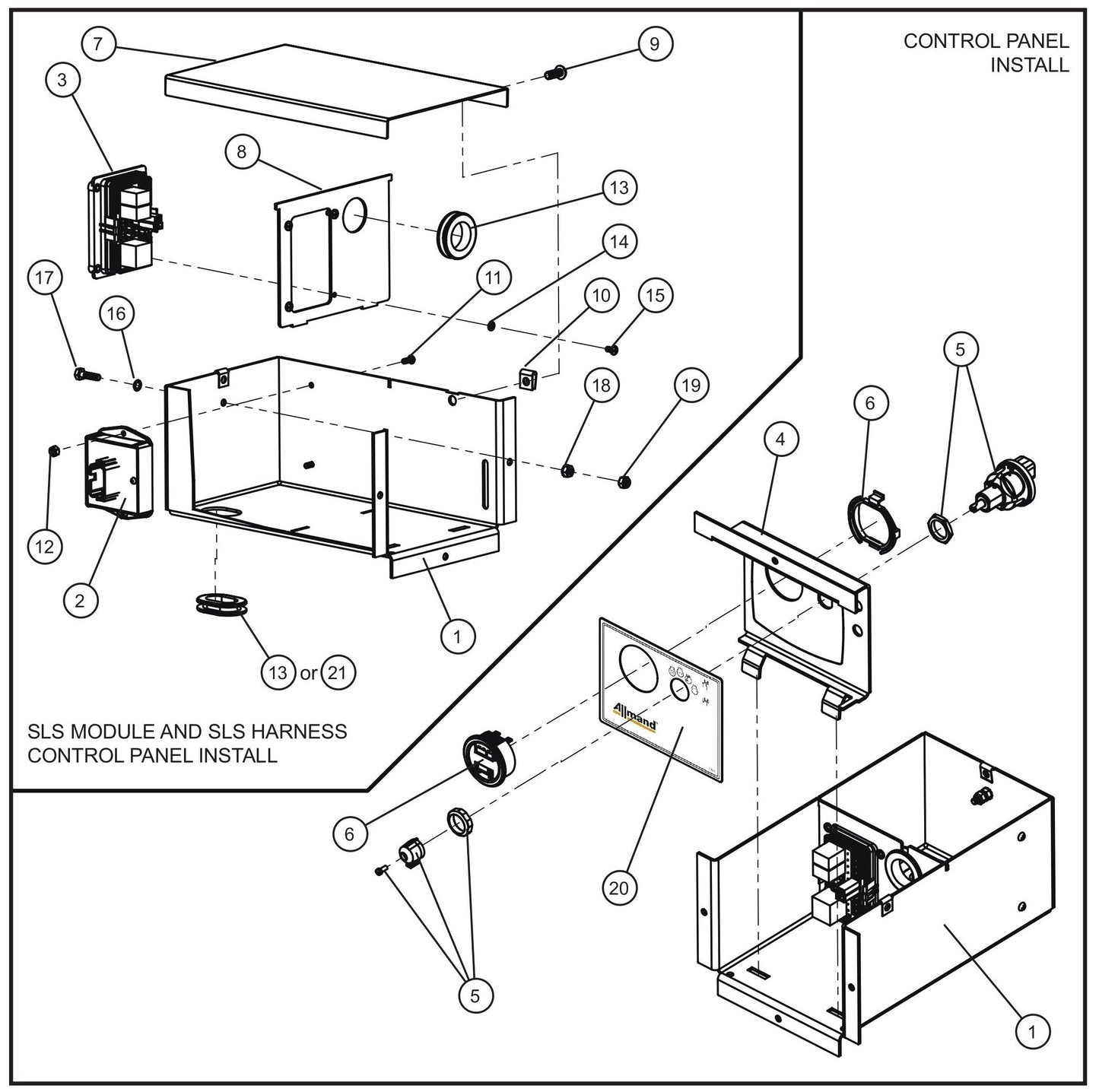 SLS Key Start Dual Gauge Control Box Assembly Parts for V Series Night-Lite (Sn 39-000001 to 39-999999) by Allmand