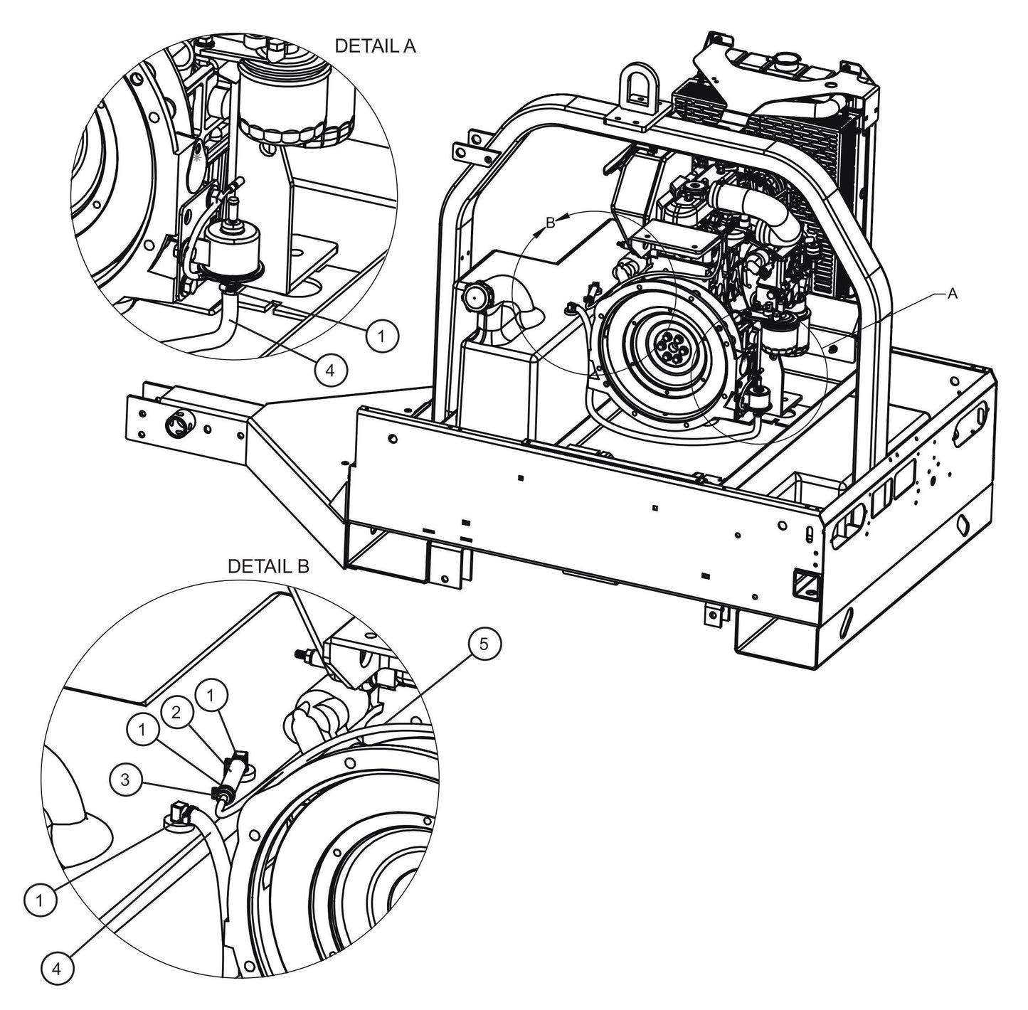 Kubota Fuel Lines Assembly Parts for V Series Night-Lite (Sn 39-000001 to 39-999999) by Allmand