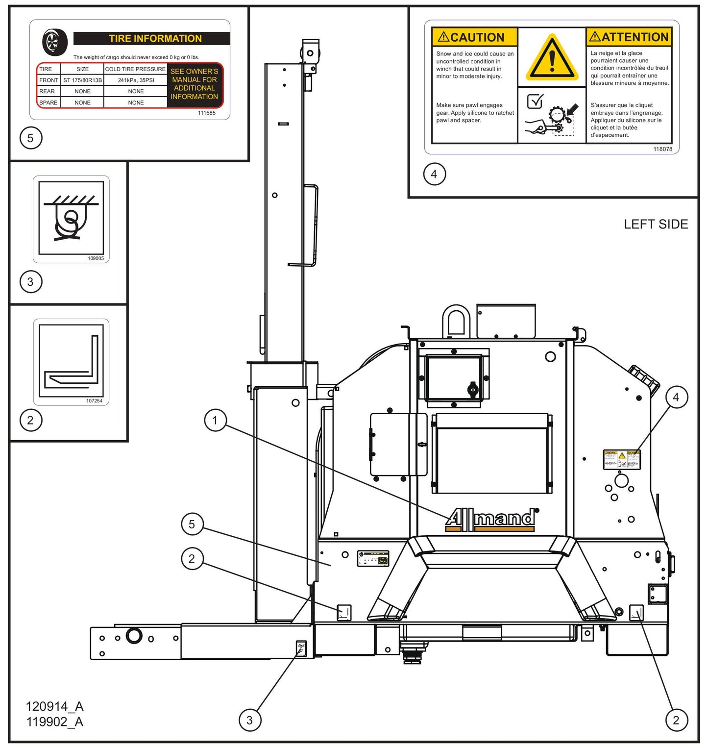 Left Side Domestic Decals Assembly Parts for V Series Night-Lite (Sn 39-000001 to 39-999999) by Allmand