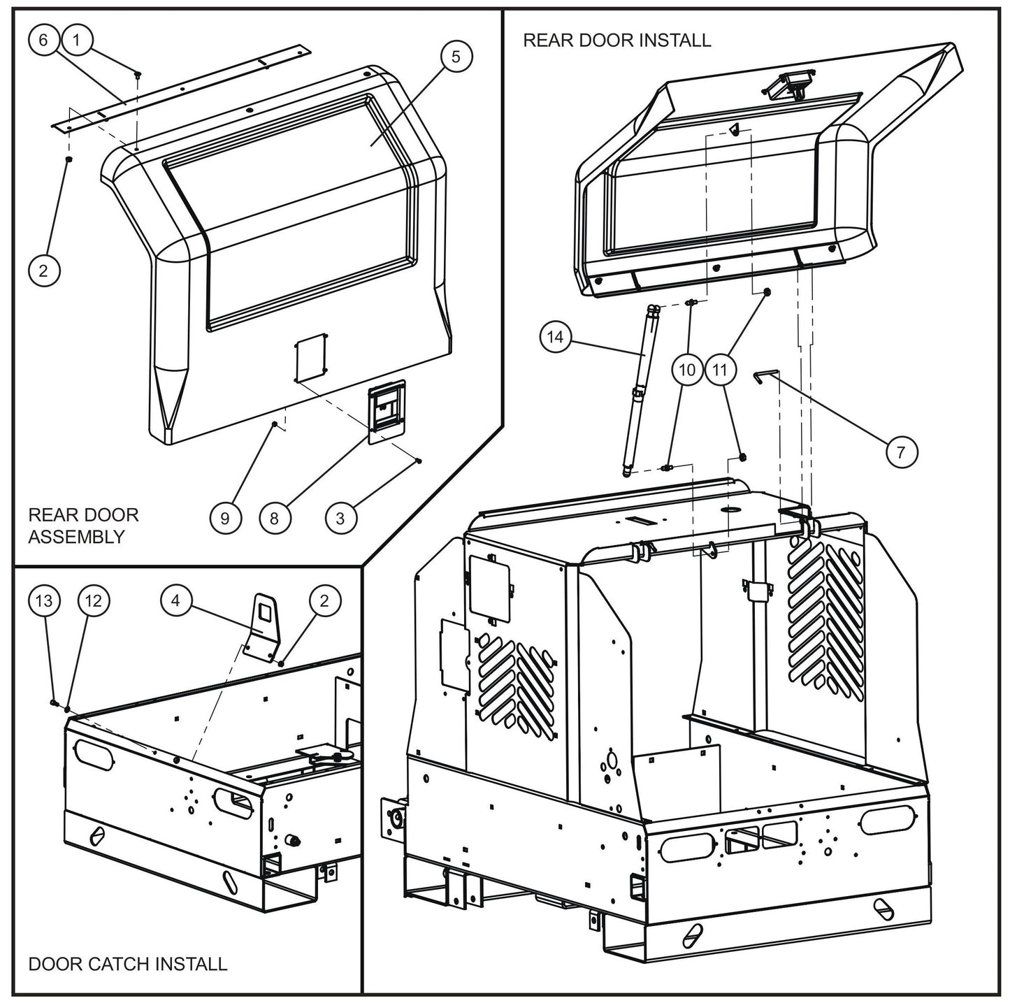 Rear Door I Assembly Parts for V Series Night-Lite (Sn 39-000001 to 39-999999) by Allmand
