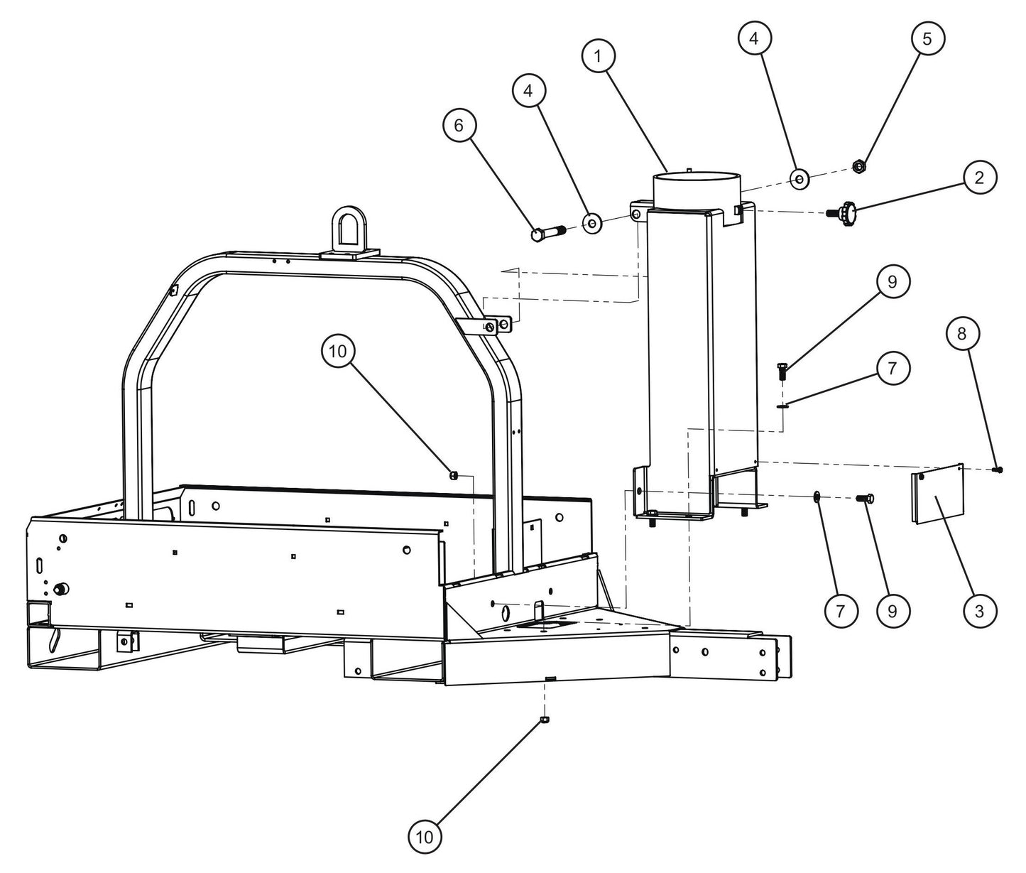 Vertical Tower Pivot Support Assembly Parts for V Series Night-Lite (Sn 39-000001 to 39-999999) by Allmand
