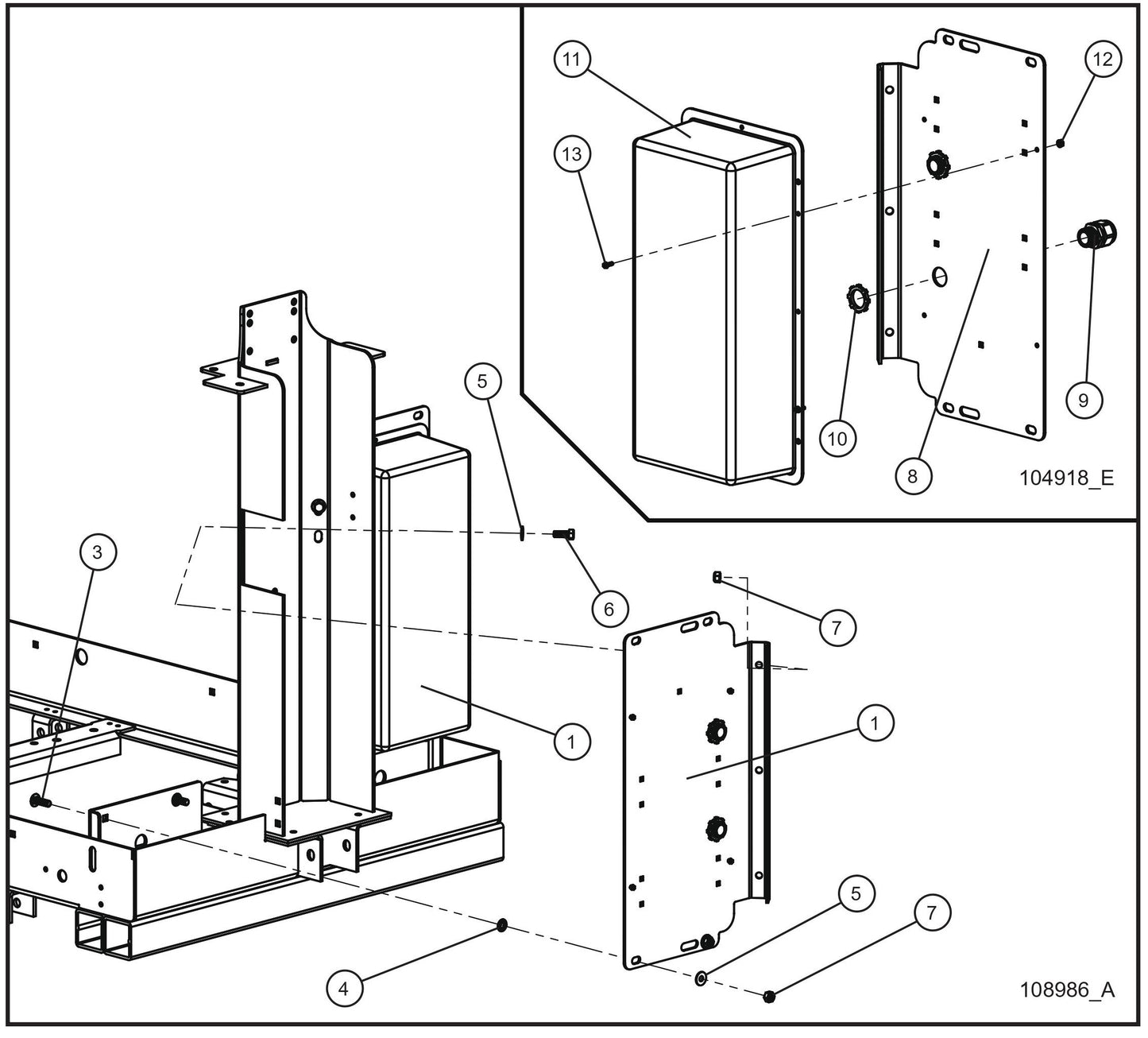 V Series Night-Lite Pro II No Lamps with Non Ballast Box Assembly Parts By Allmand