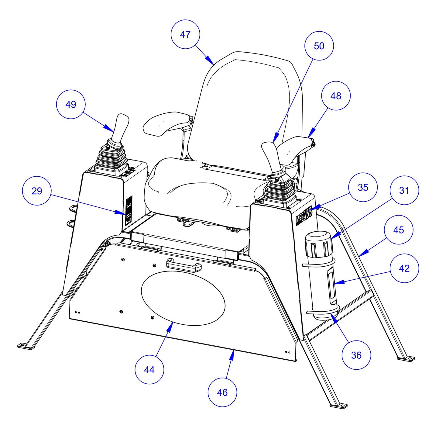 MSP455 (Pre 2021) Seat Frame Assembly-1 Parts
