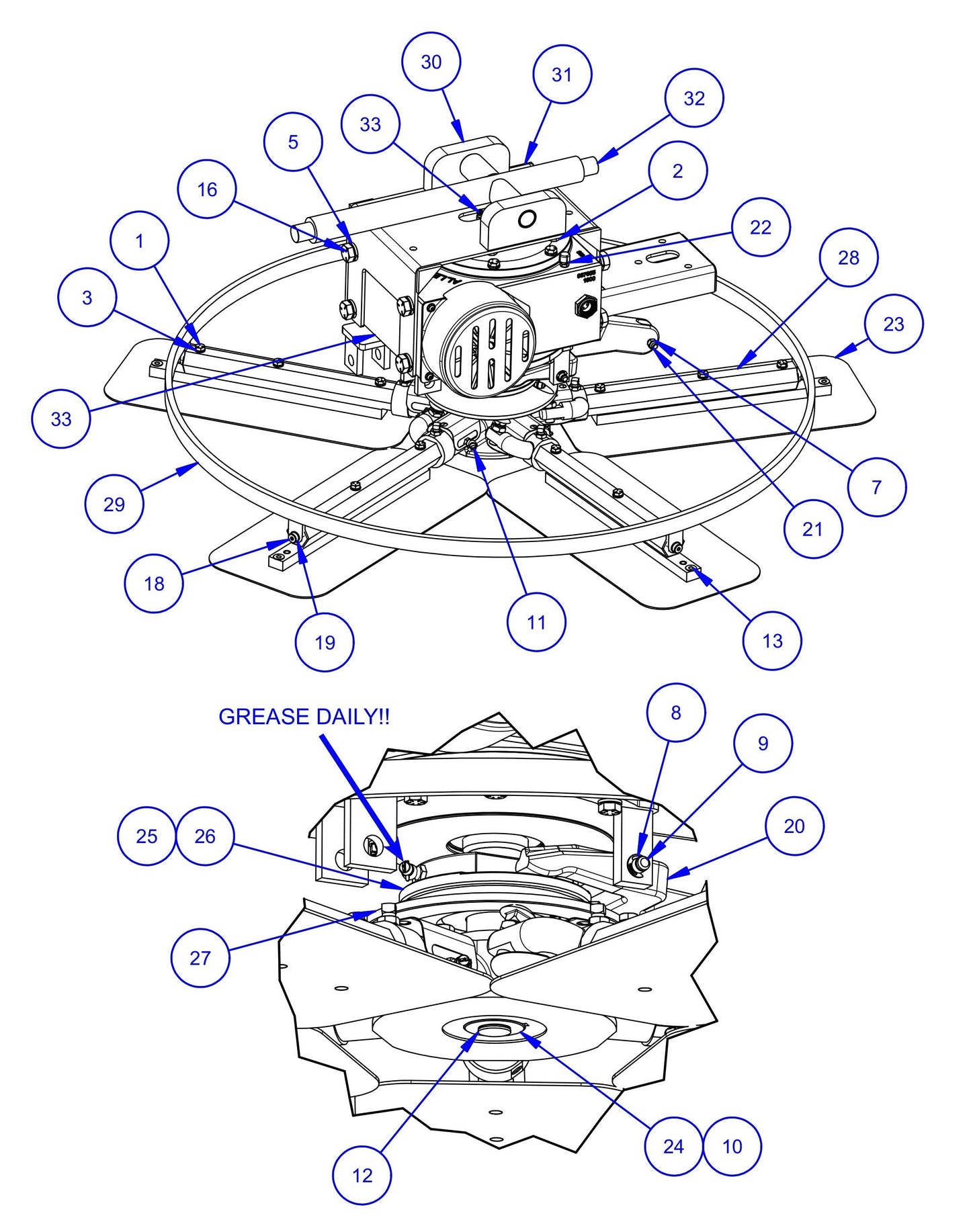 MSP455 (Pre 2021) Right Hand Rotor Assembly Parts