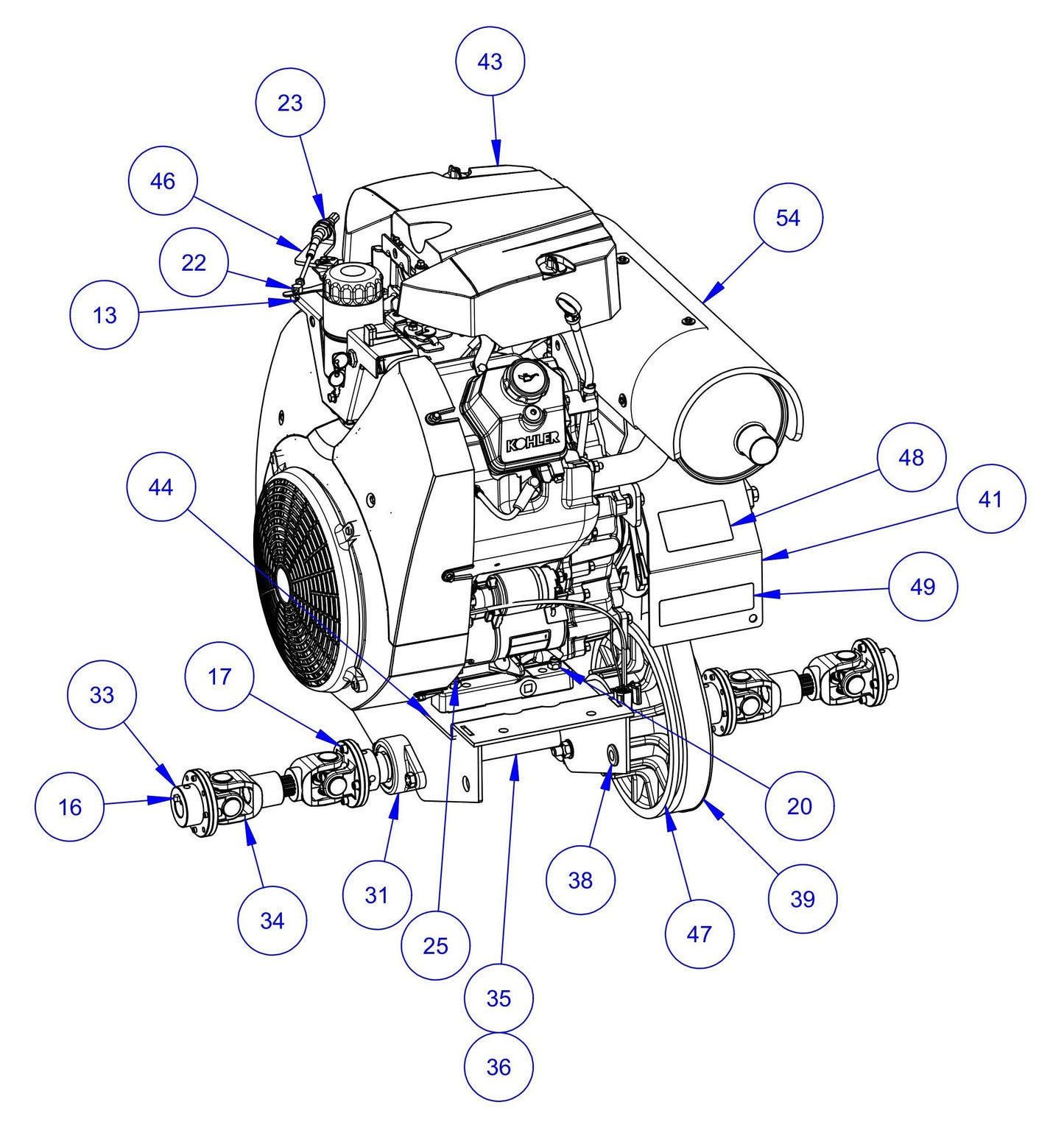 MSP455 (Pre 2021) Power Unit and Driveline Assembly-1 Parts