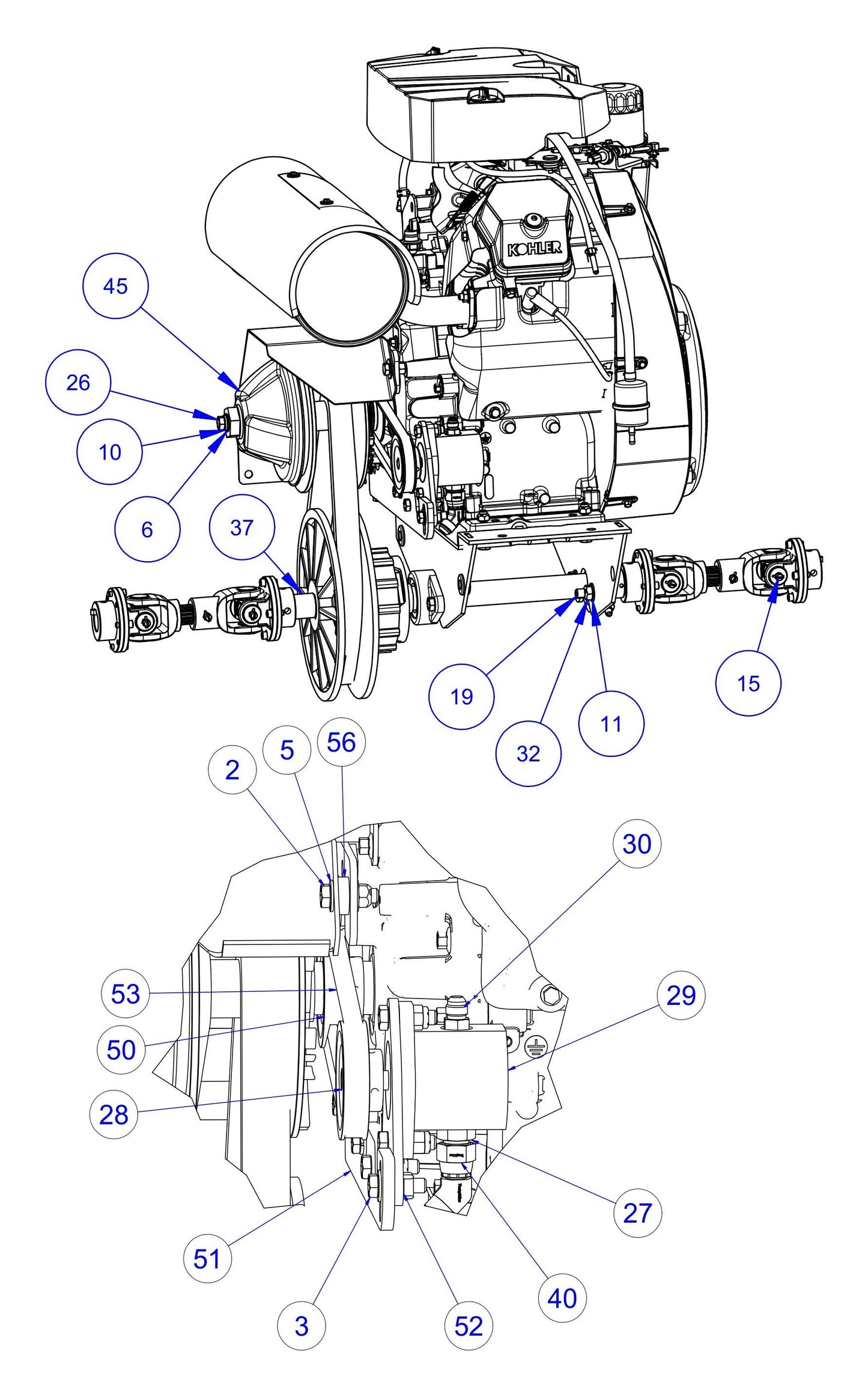 MSP455 (Pre 2021) Power Unit and Driveline Assembly-2 Parts