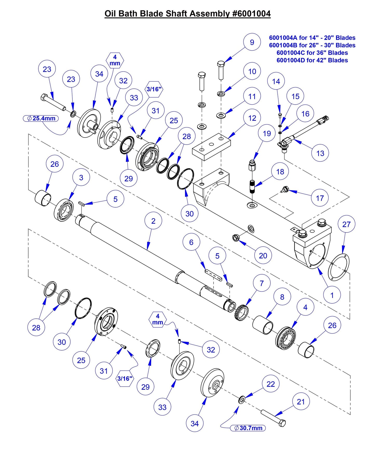 CC5049 Oil Bath Blade Shaft Assembly