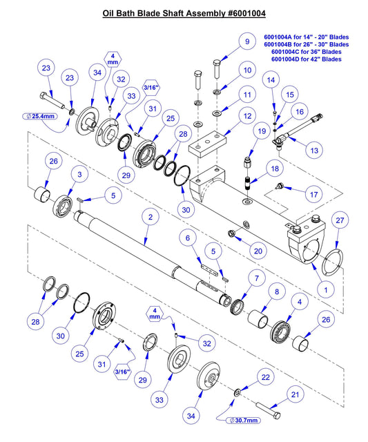 CC5049 Oil Bath Blade Shaft Assembly