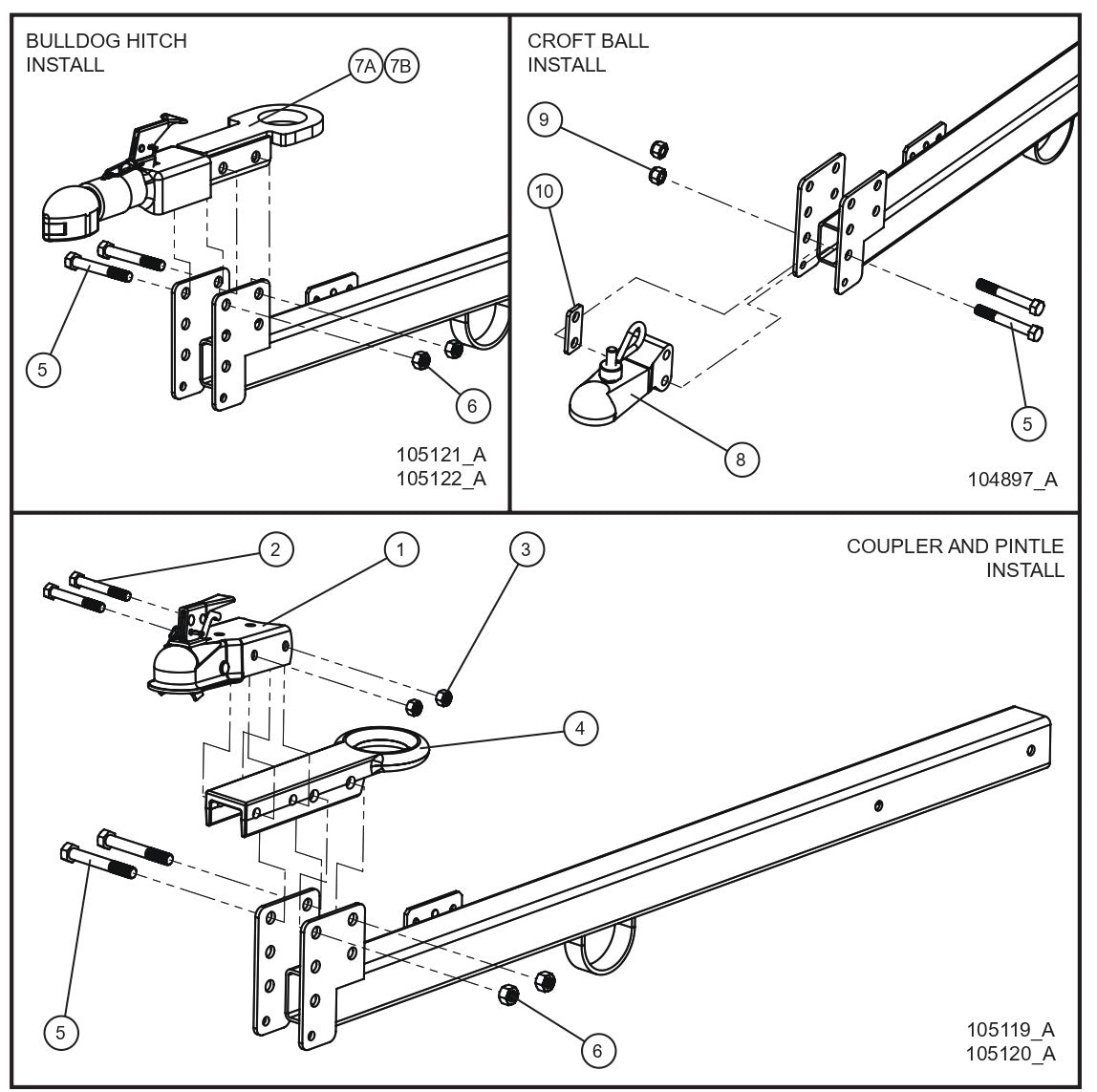 V Series Night-Lite Pro II Old Style Snap-Ring Tongue Coupler Options Parts By Allmand